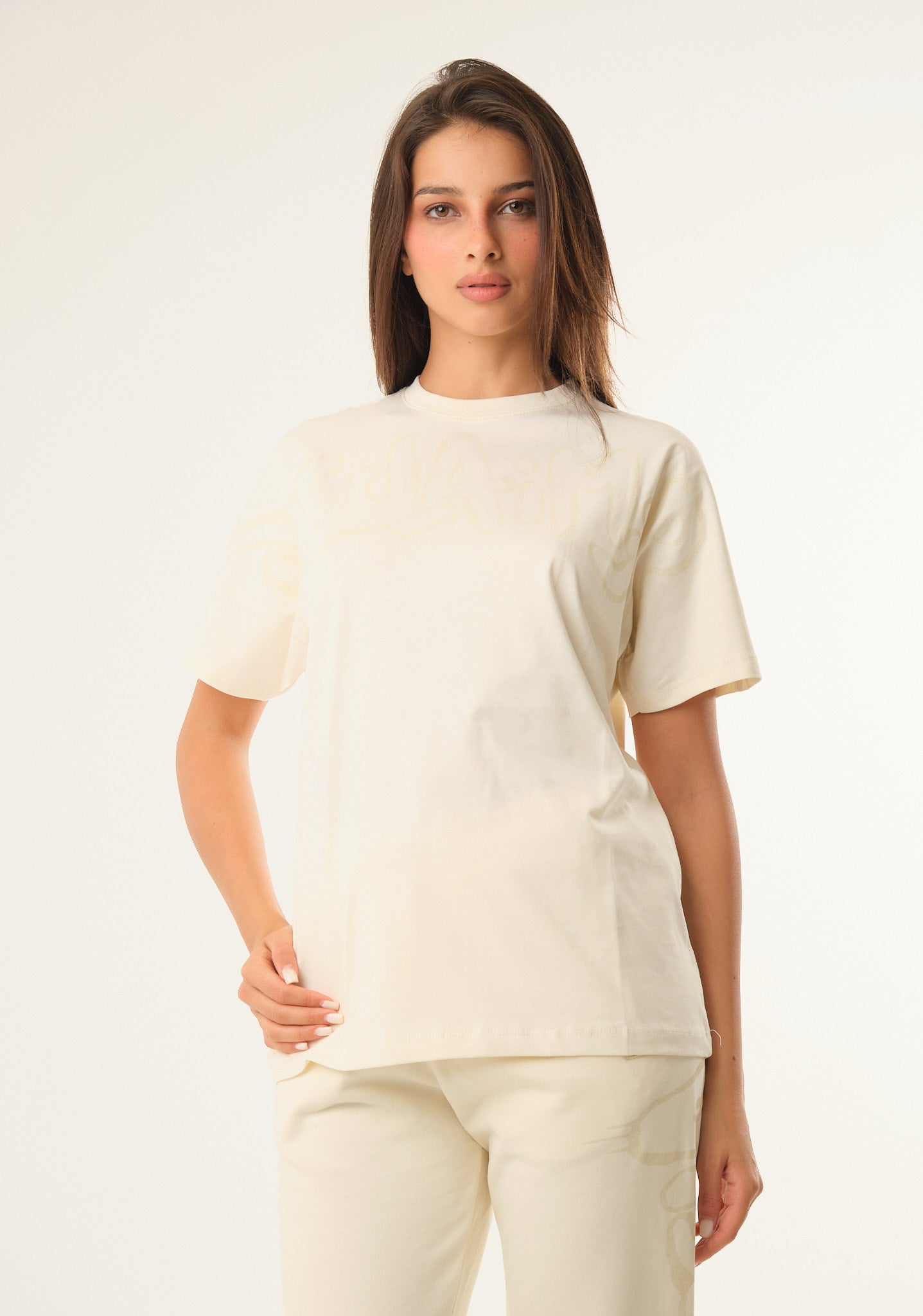 T-shirt con stampa lurex
