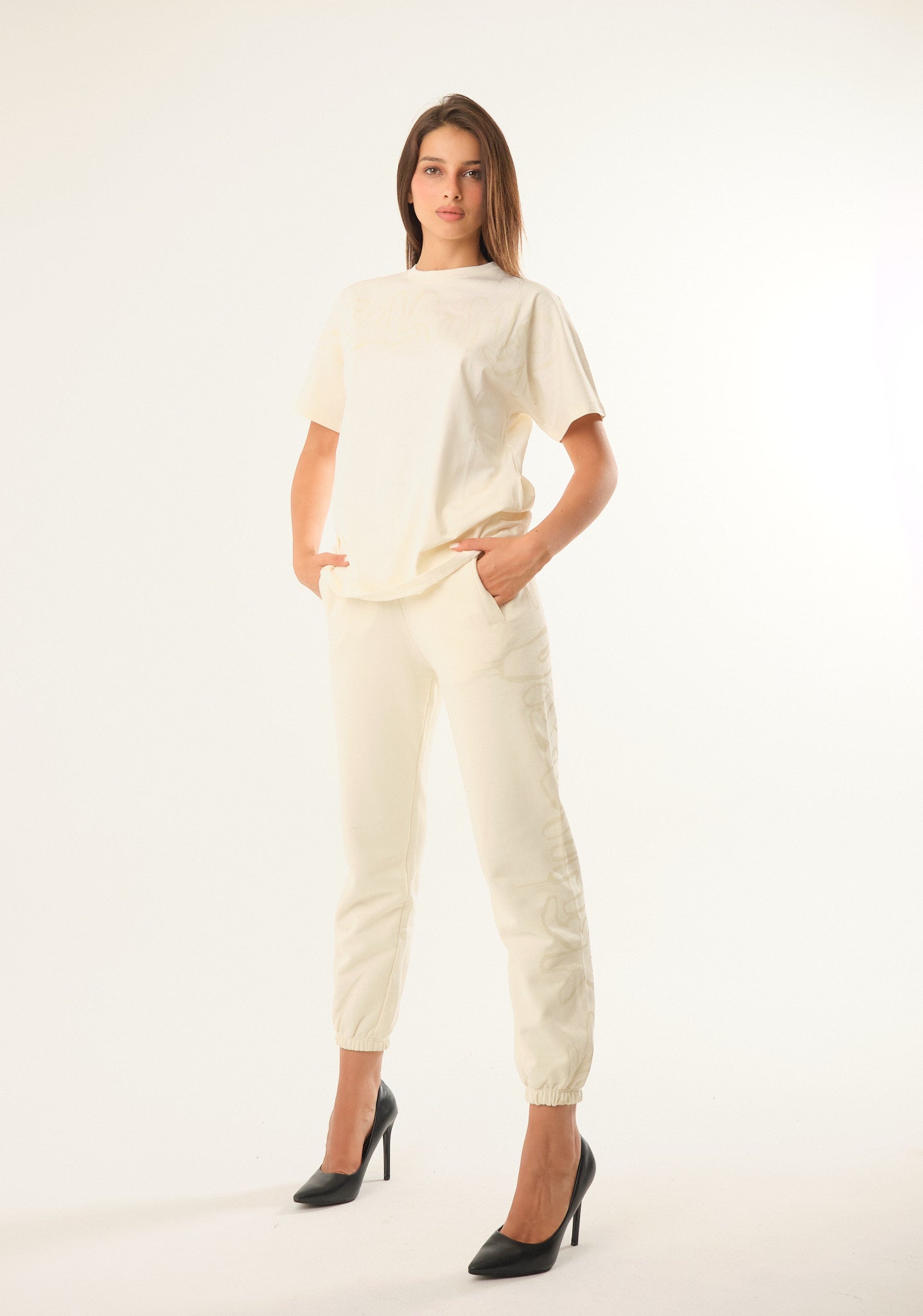 T-shirt con stampa lurex