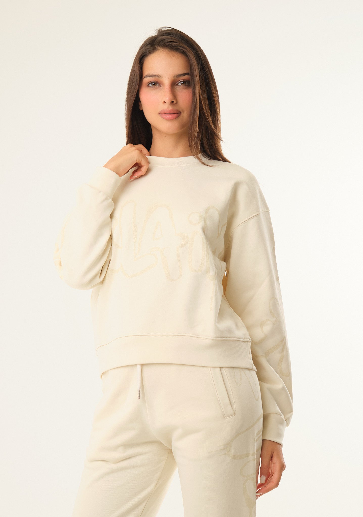 Felpa con stampa lurex