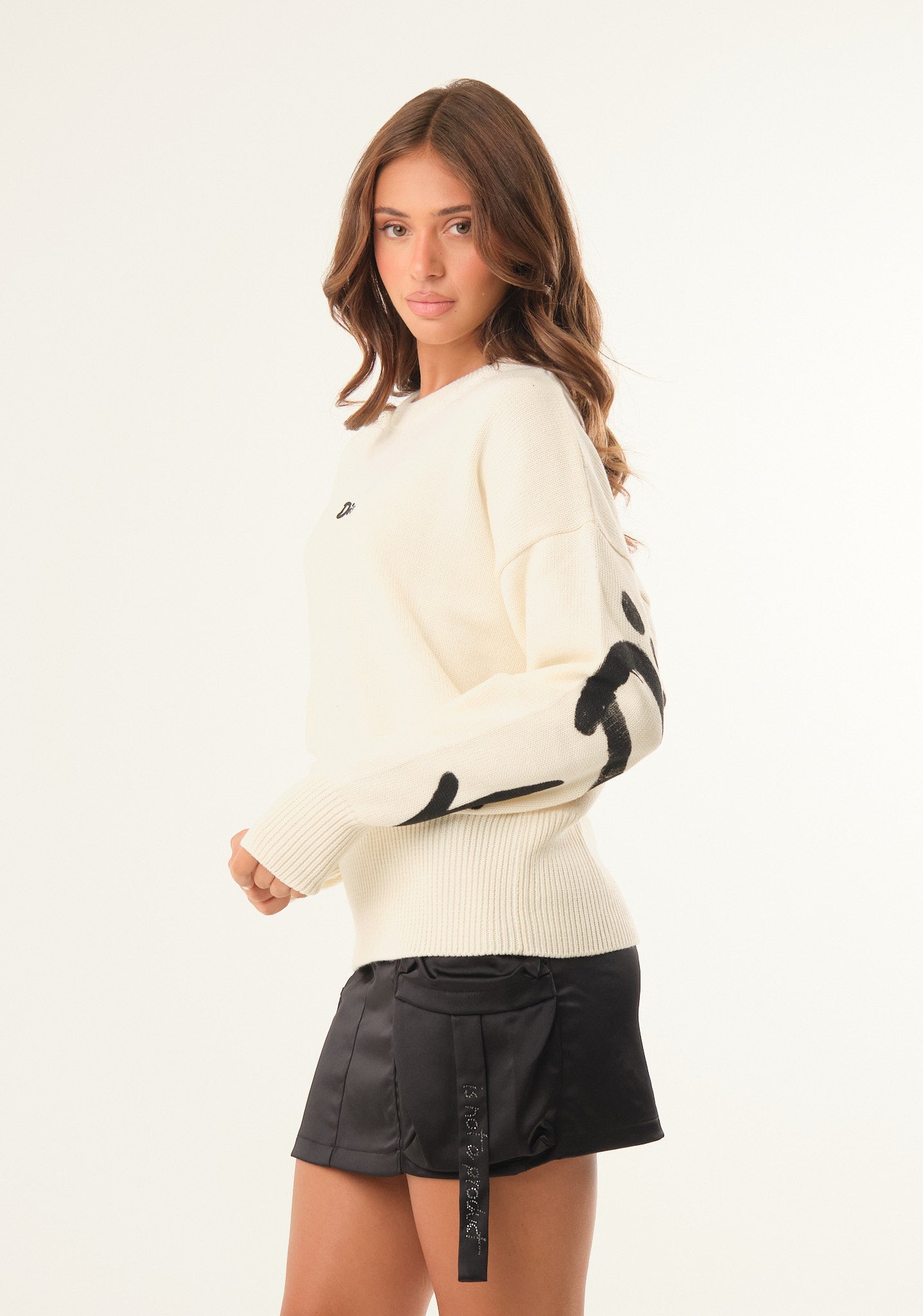 Maglione tricot con stampa posteriore
