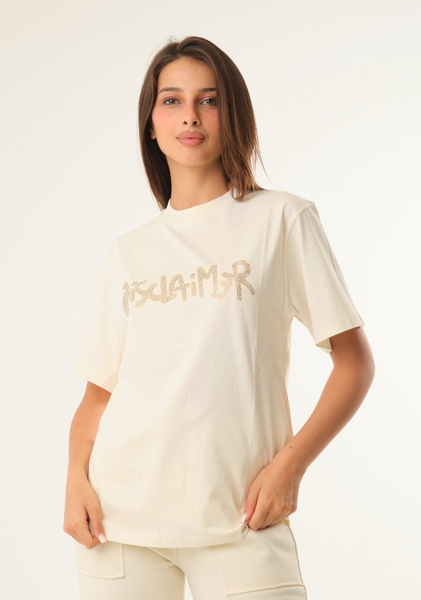 T-shirt in jersey con applicazioni