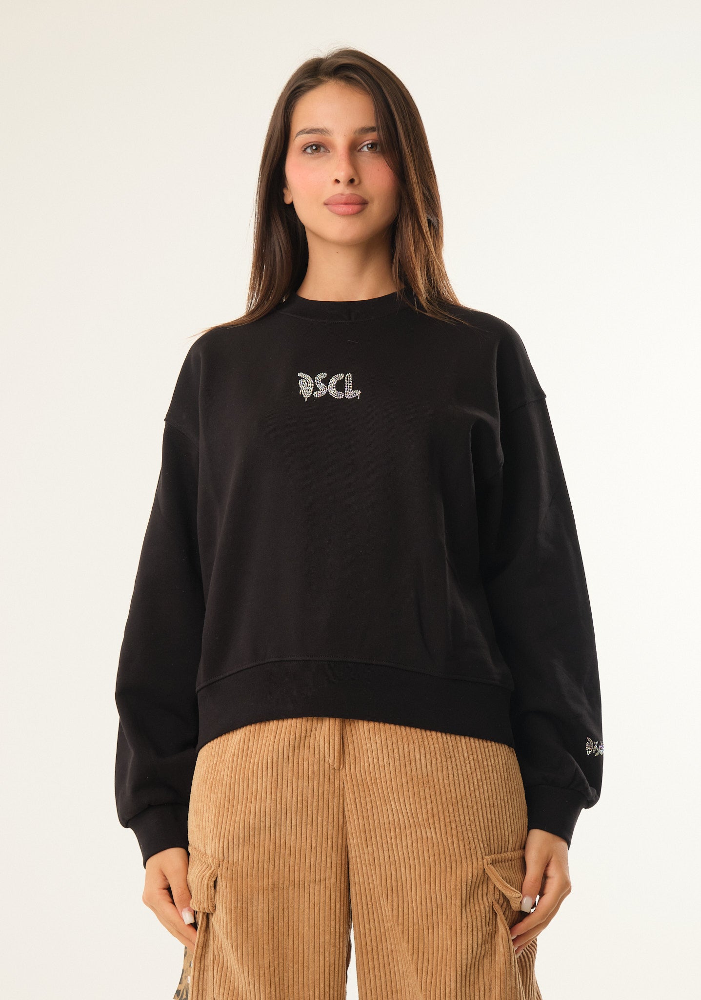 Felpa crop con logo frontale