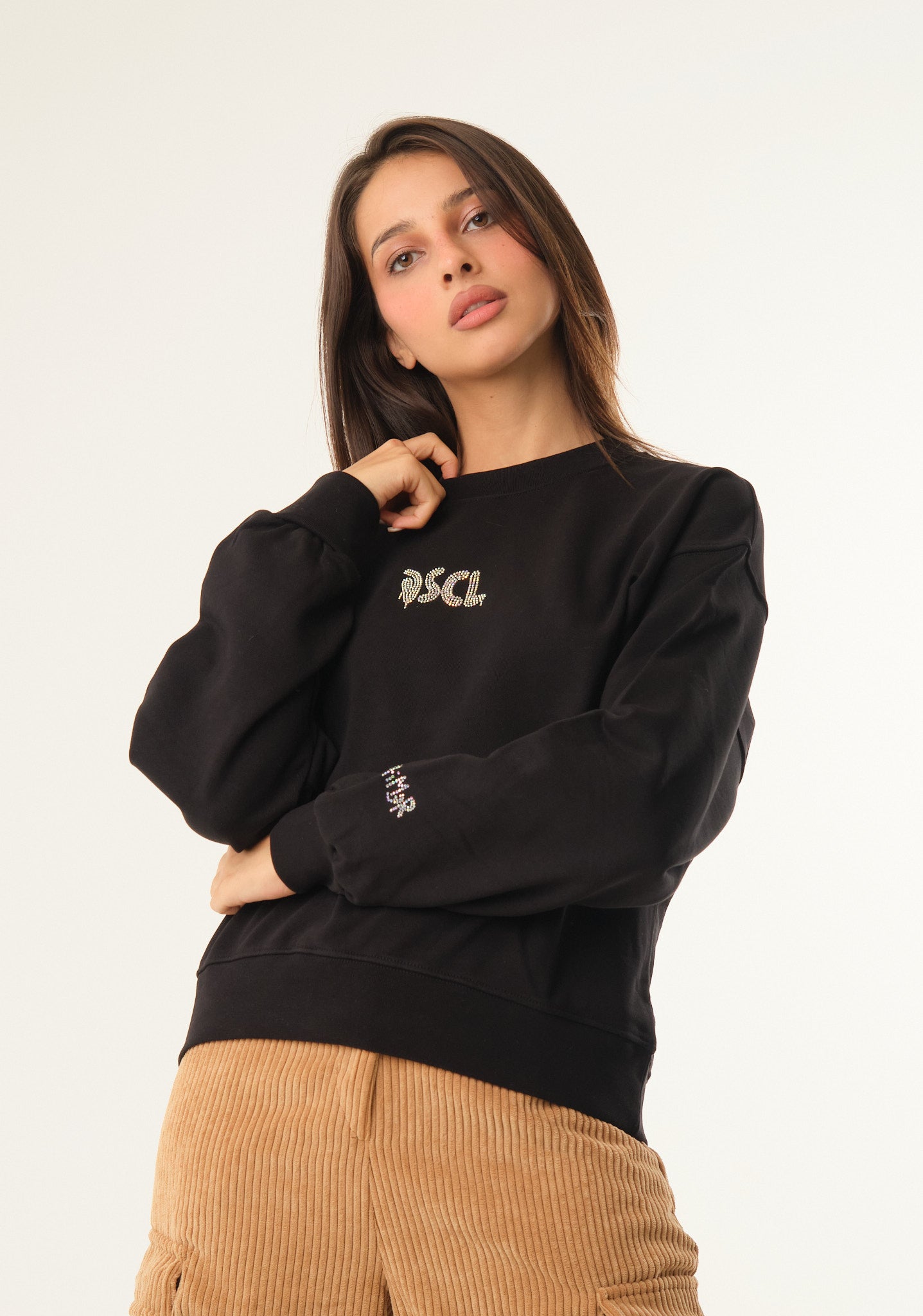 Felpa crop con logo frontale