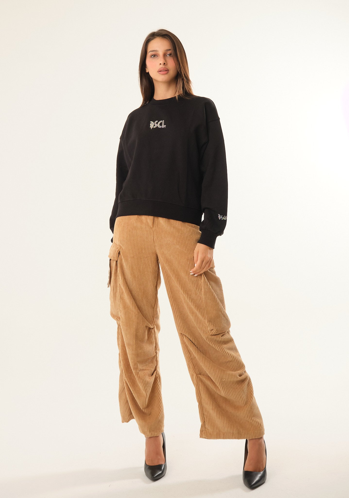 Felpa crop con logo frontale