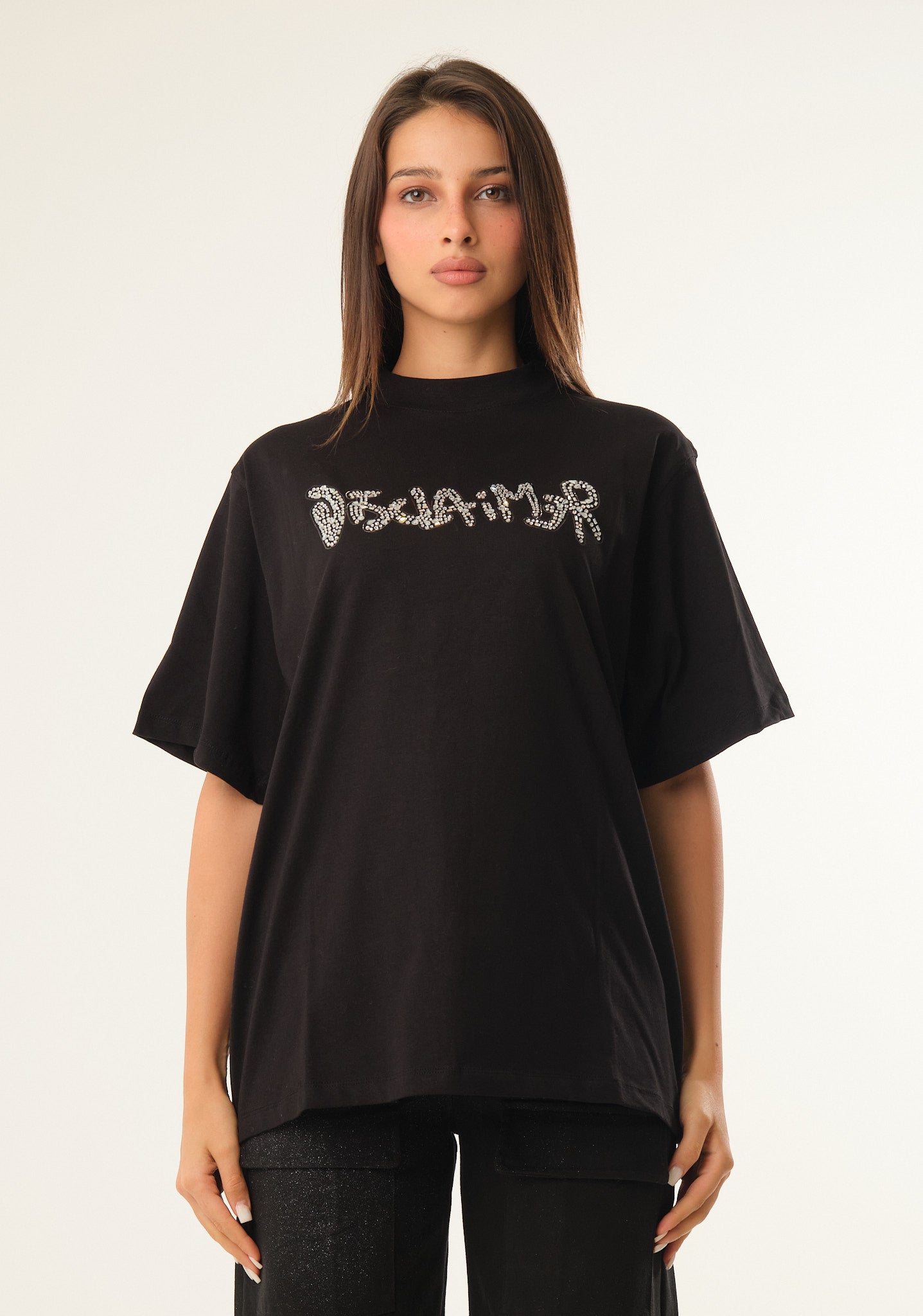 T-shirt in jersey con applicazioni frontali