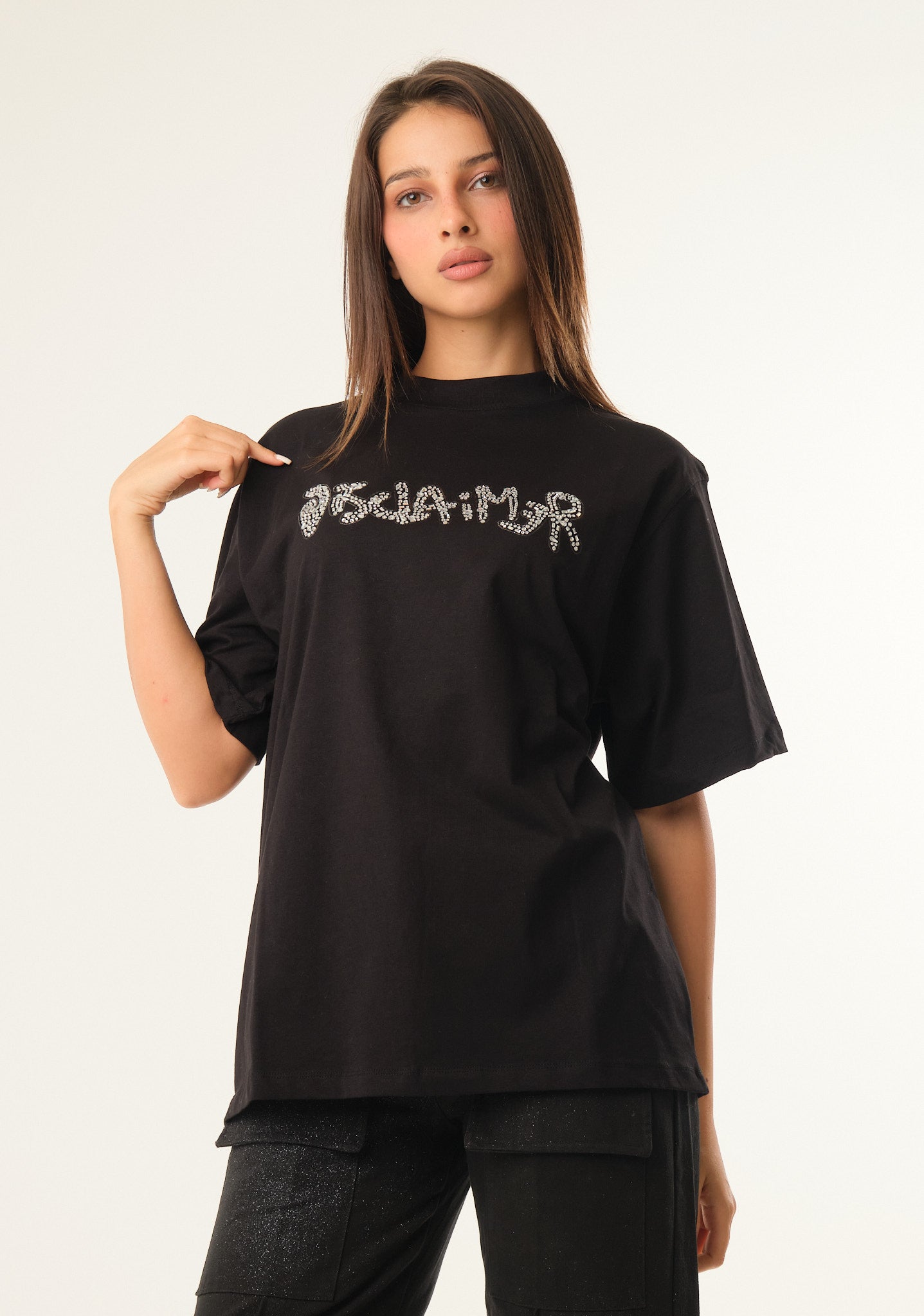 T-shirt in jersey con applicazioni frontali