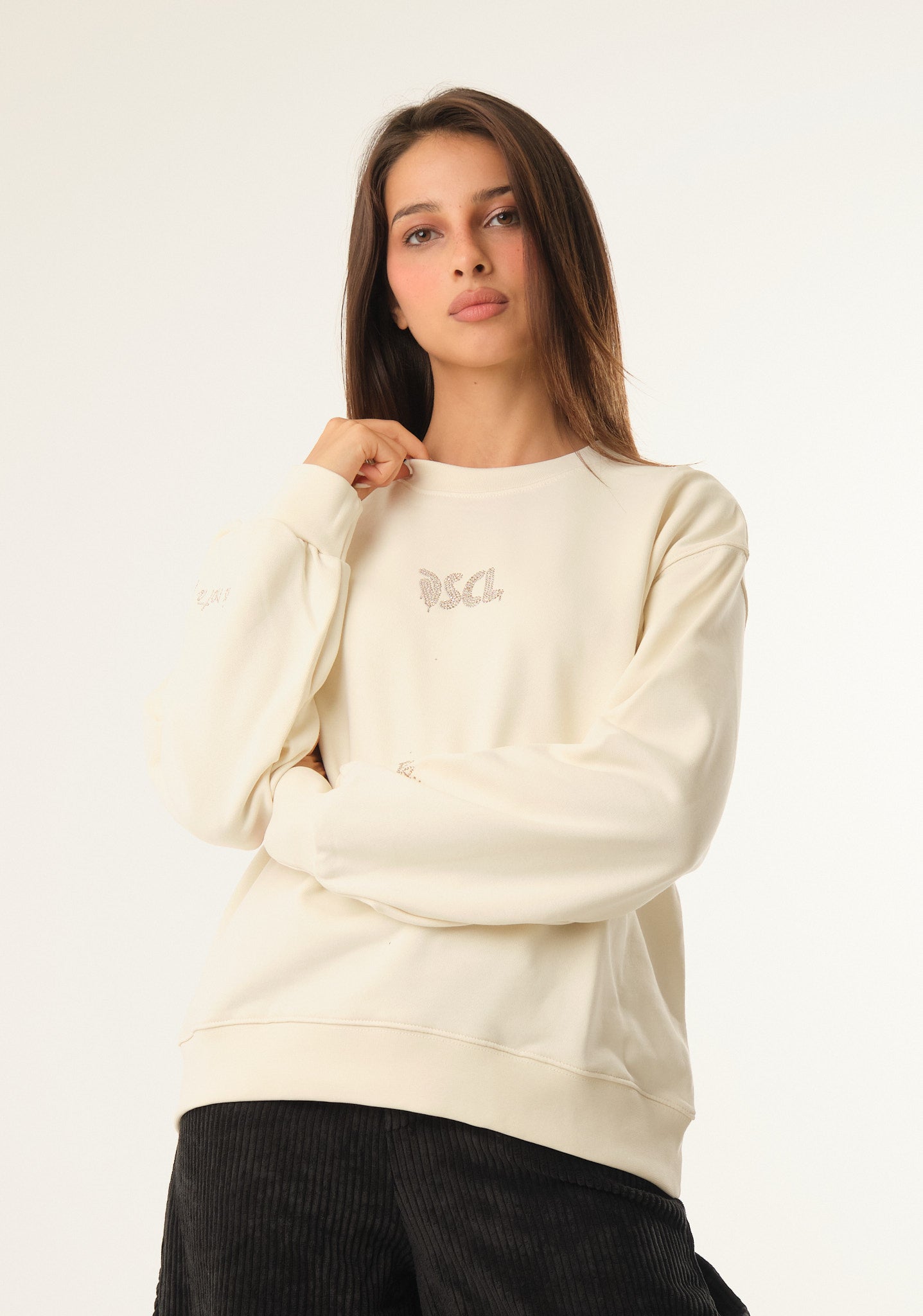 Felpa crop con logo frontale