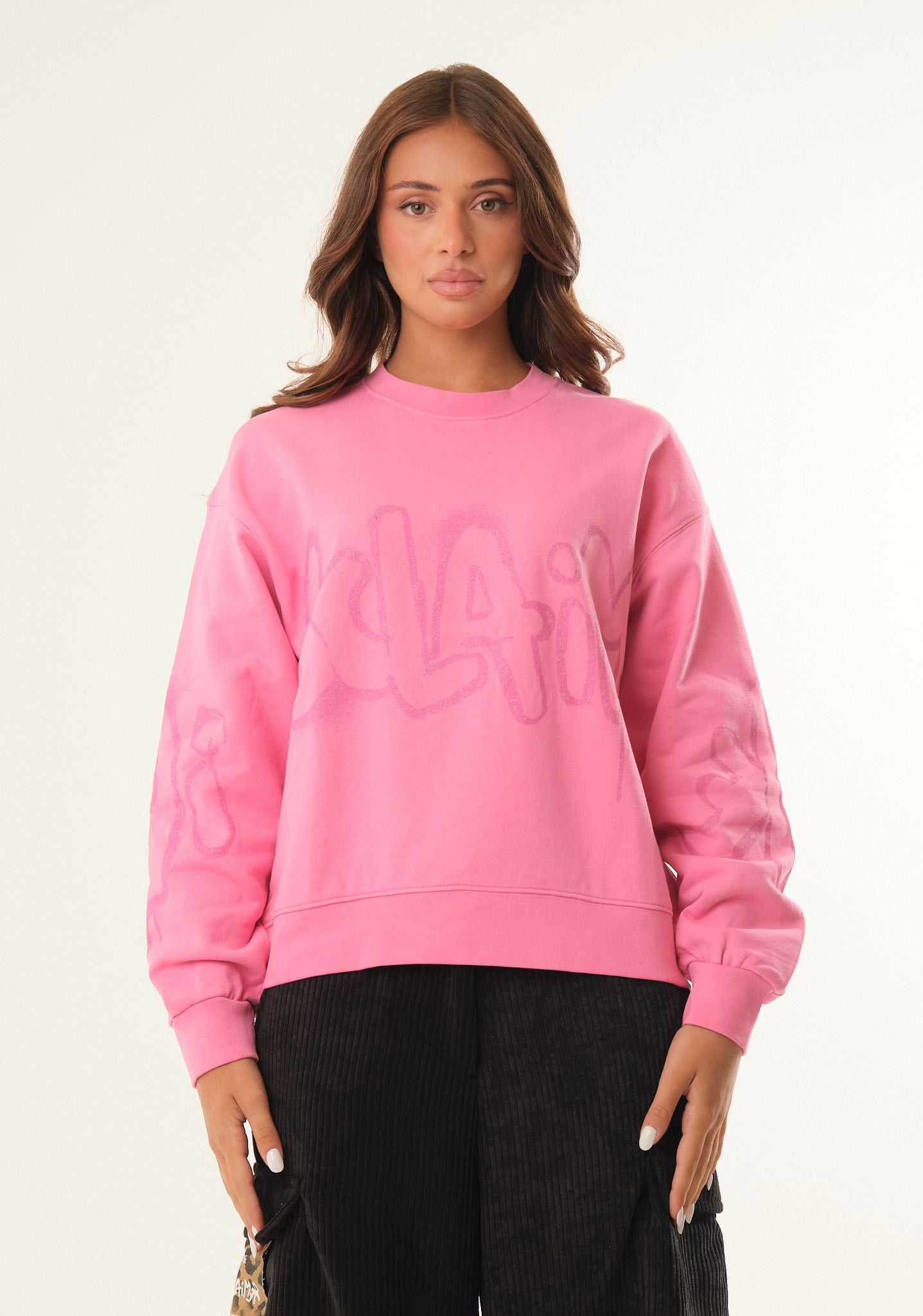 Felpa con stampa lurex