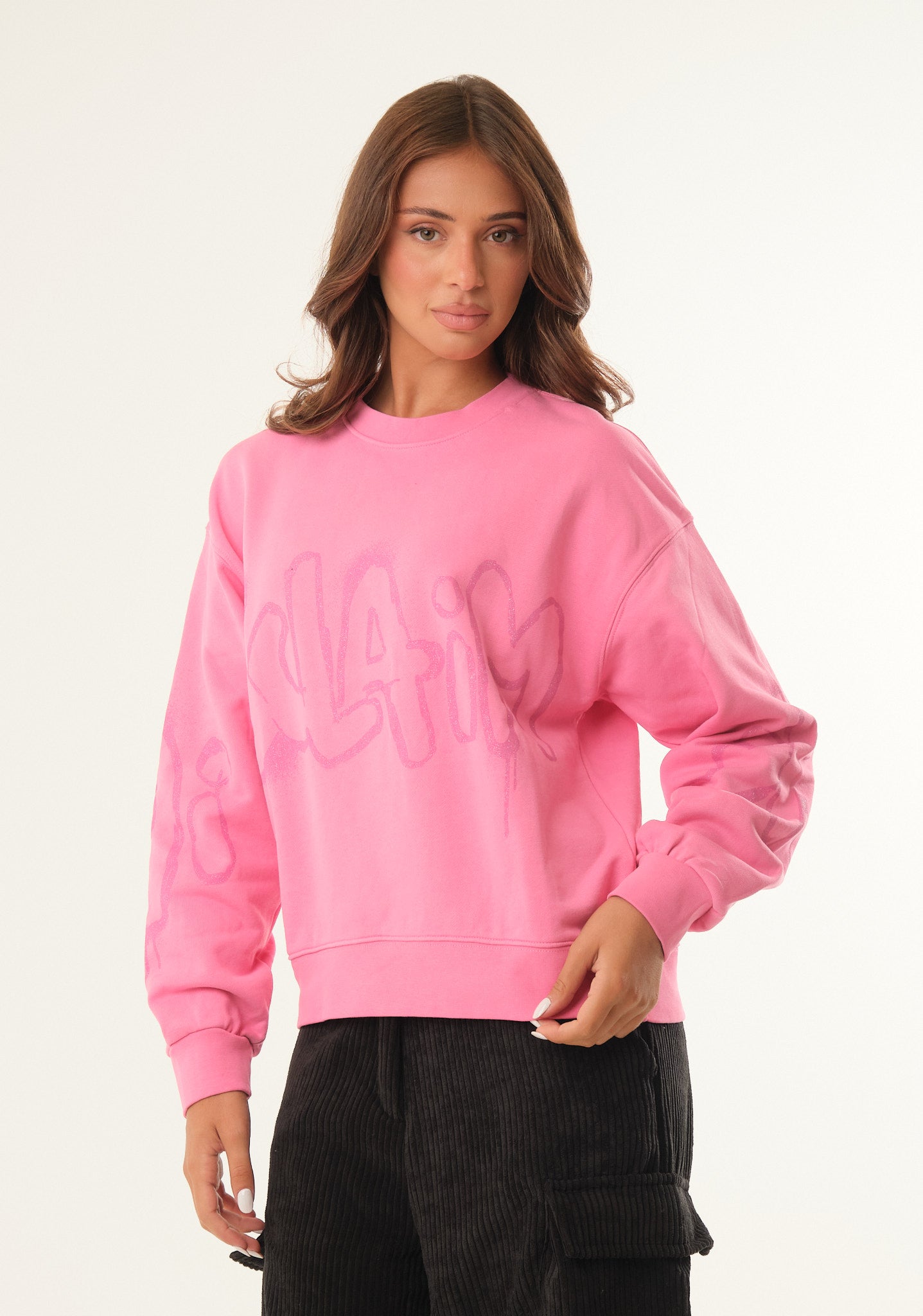 Felpa con stampa lurex
