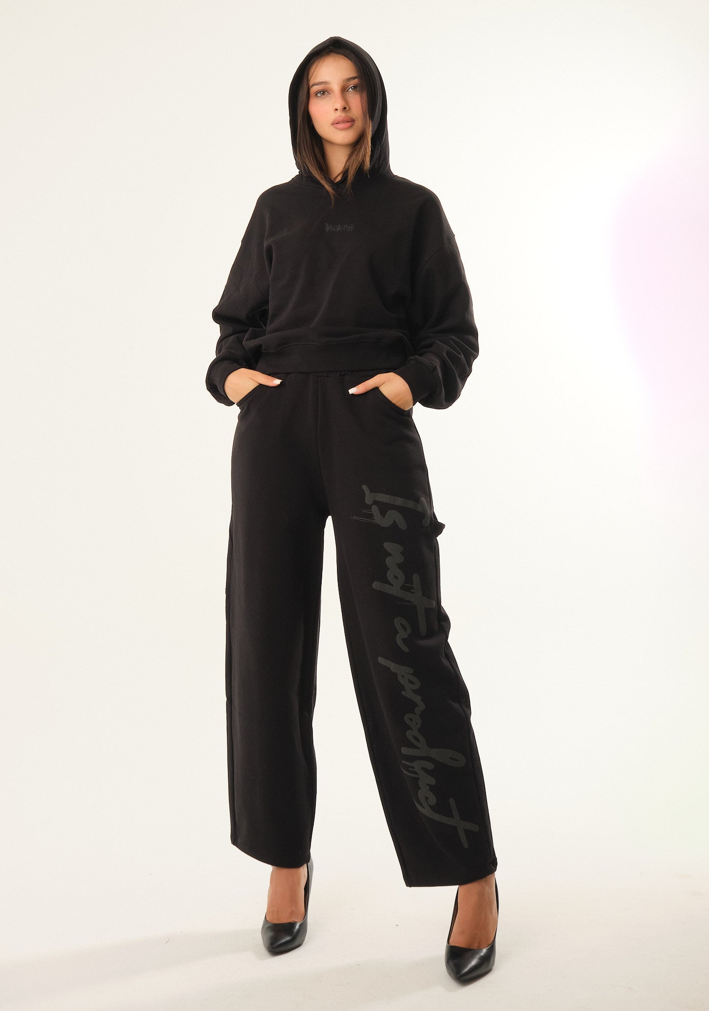 Pantalone palazzo con stampa in rilievo
