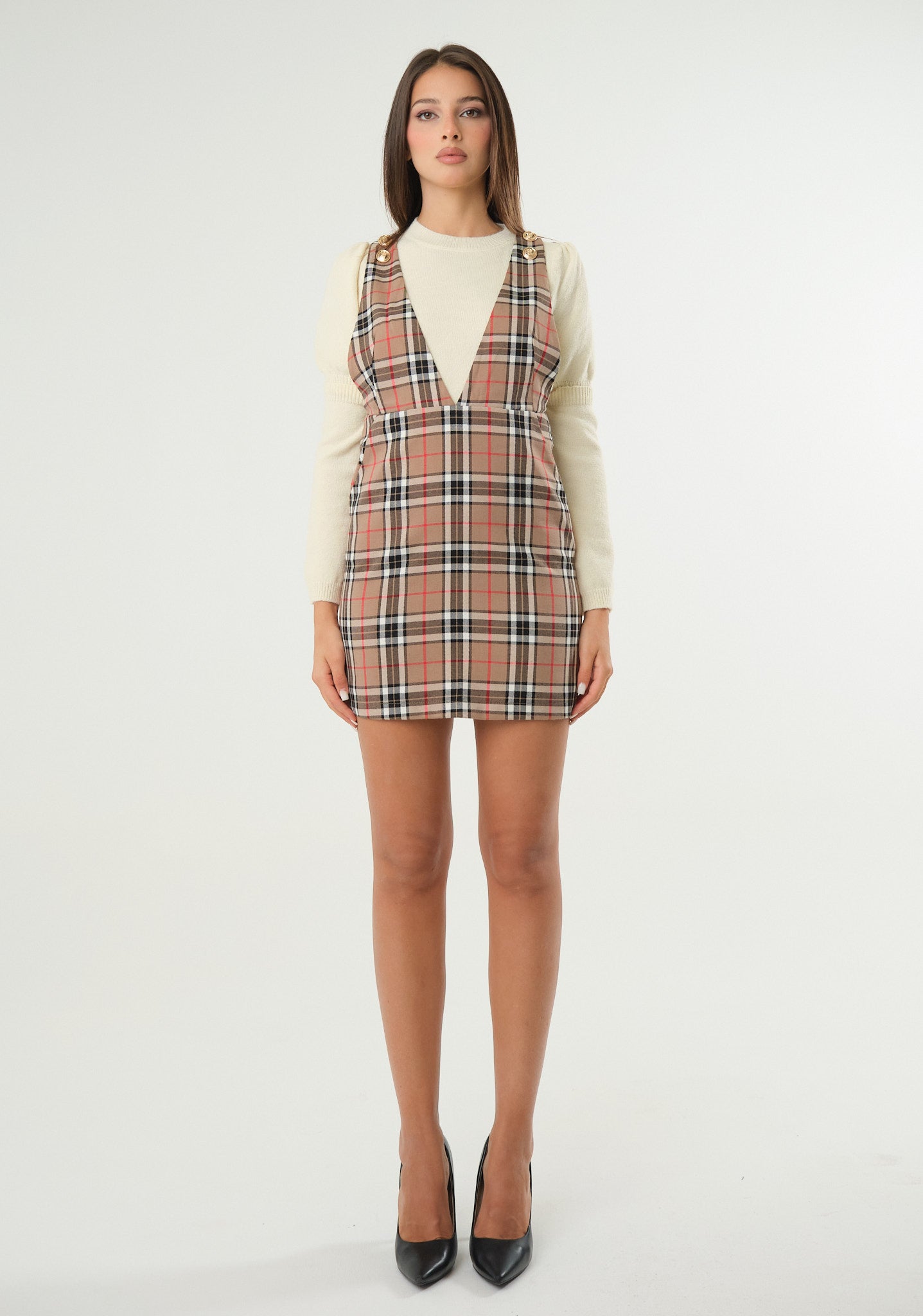 Abito smanicato tartan