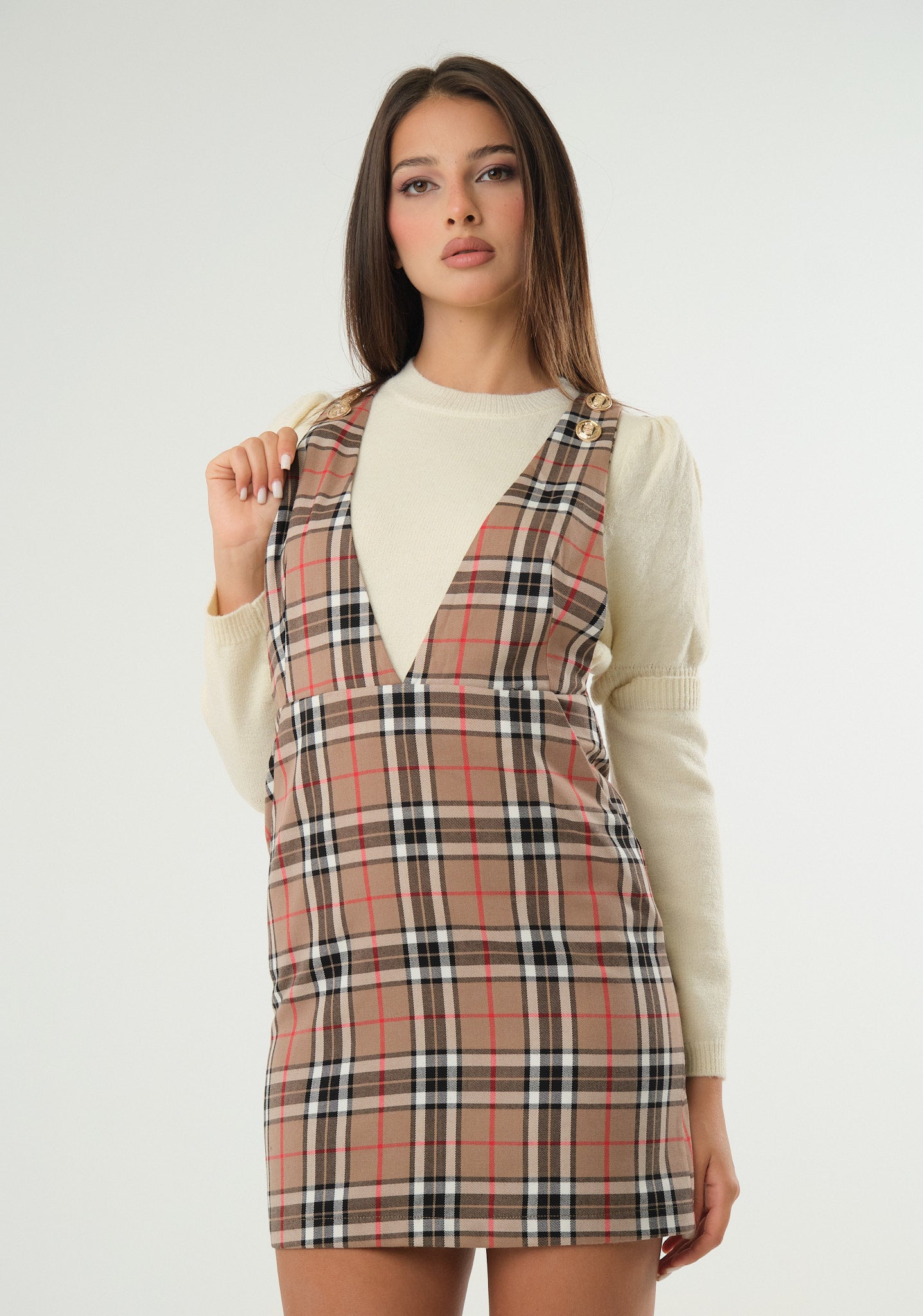 Abito smanicato tartan