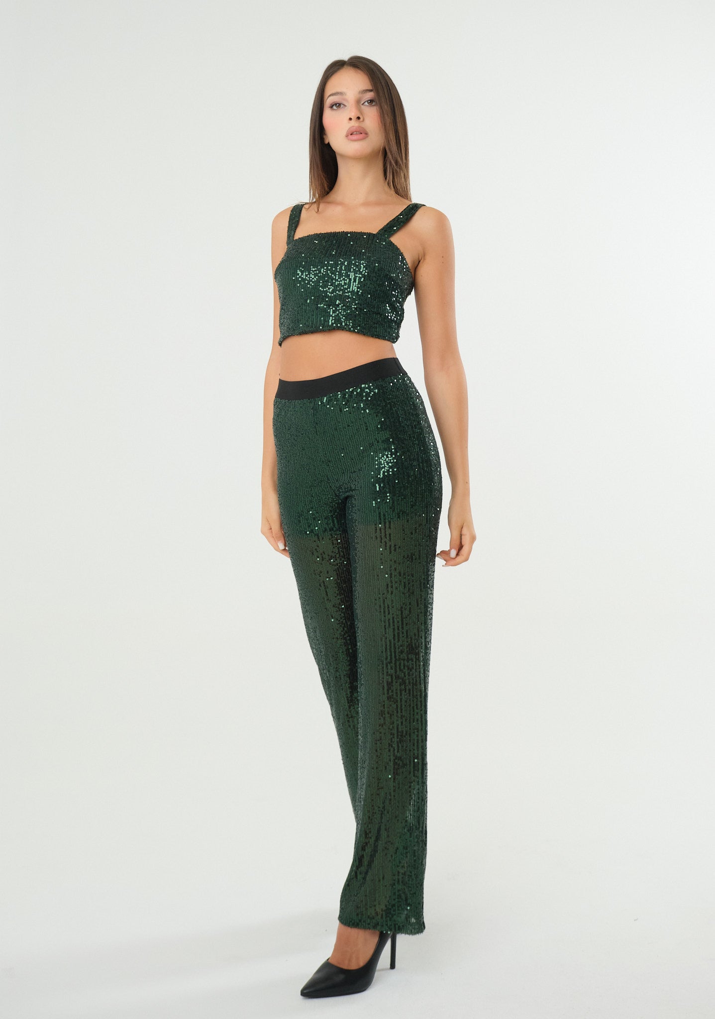 Top crop con paillettes