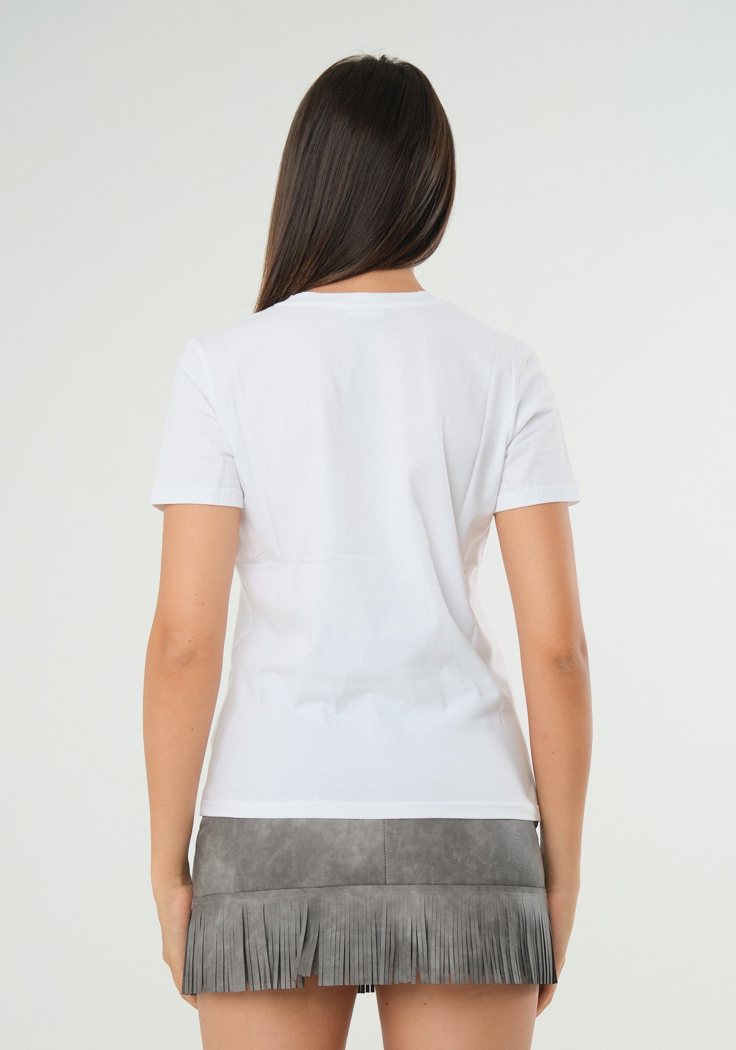 T-shirt con stampa e applicazioni