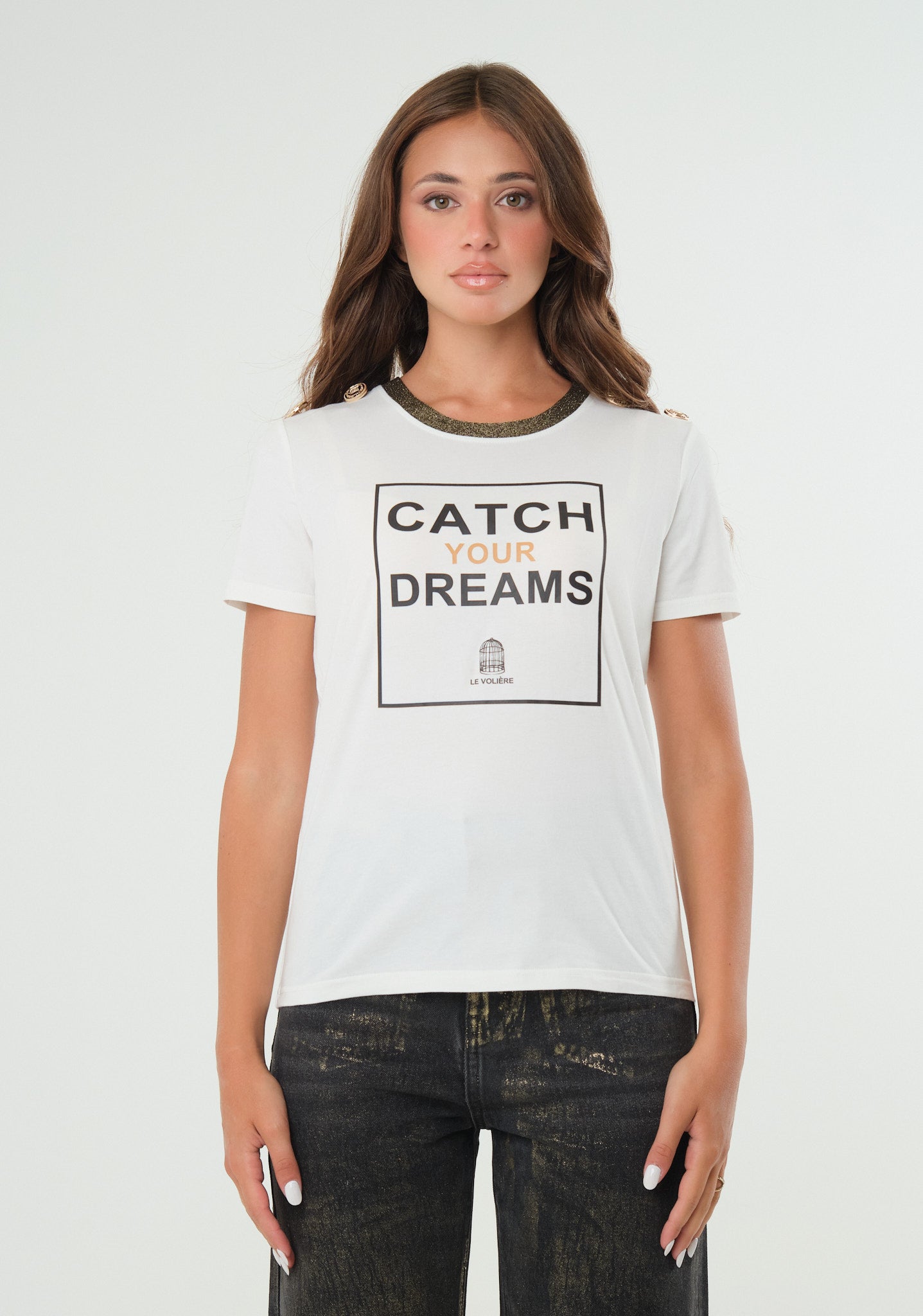 T-shirt con profili lurex