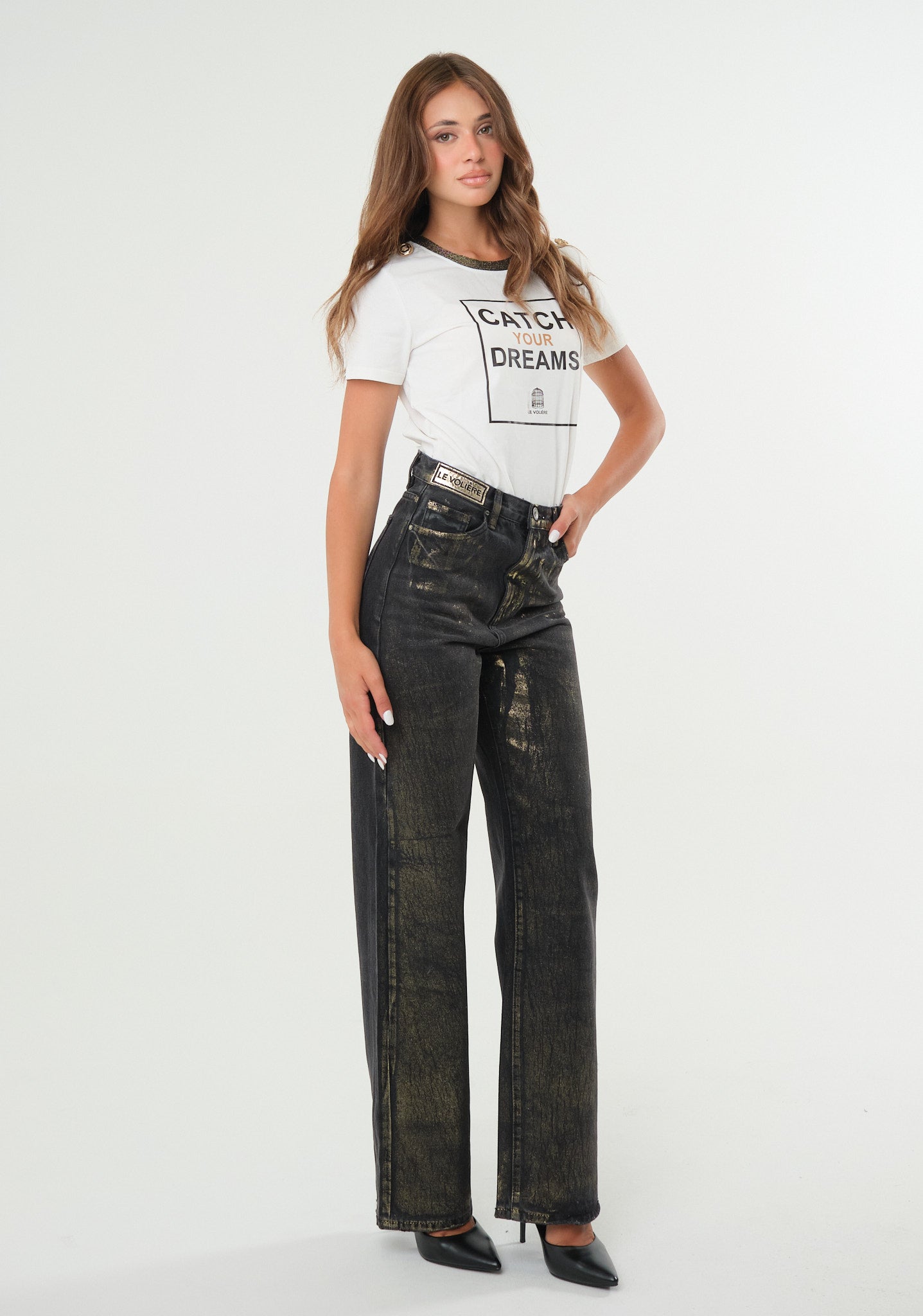 T-shirt con profili lurex