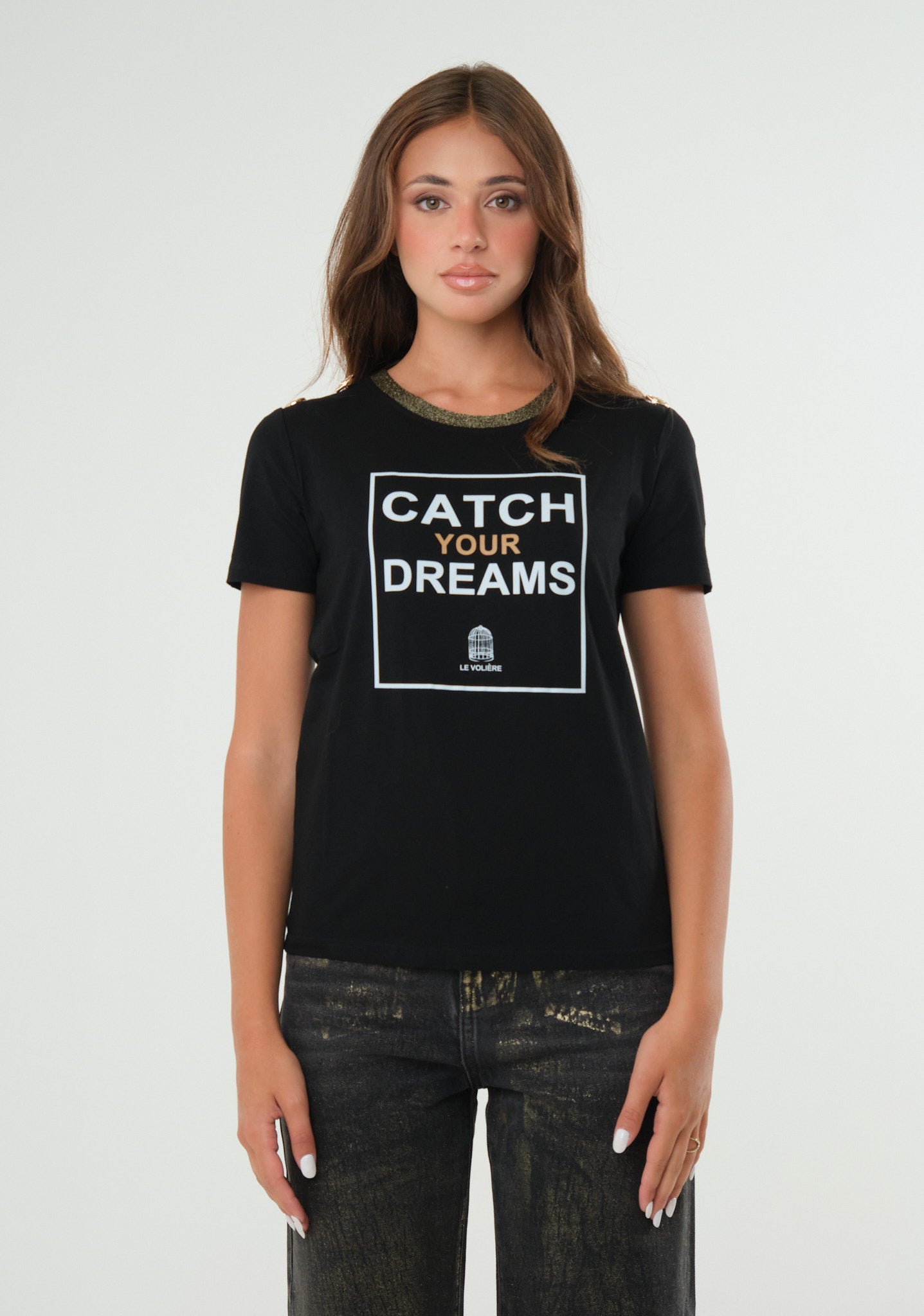 T-shirt con profili lurex