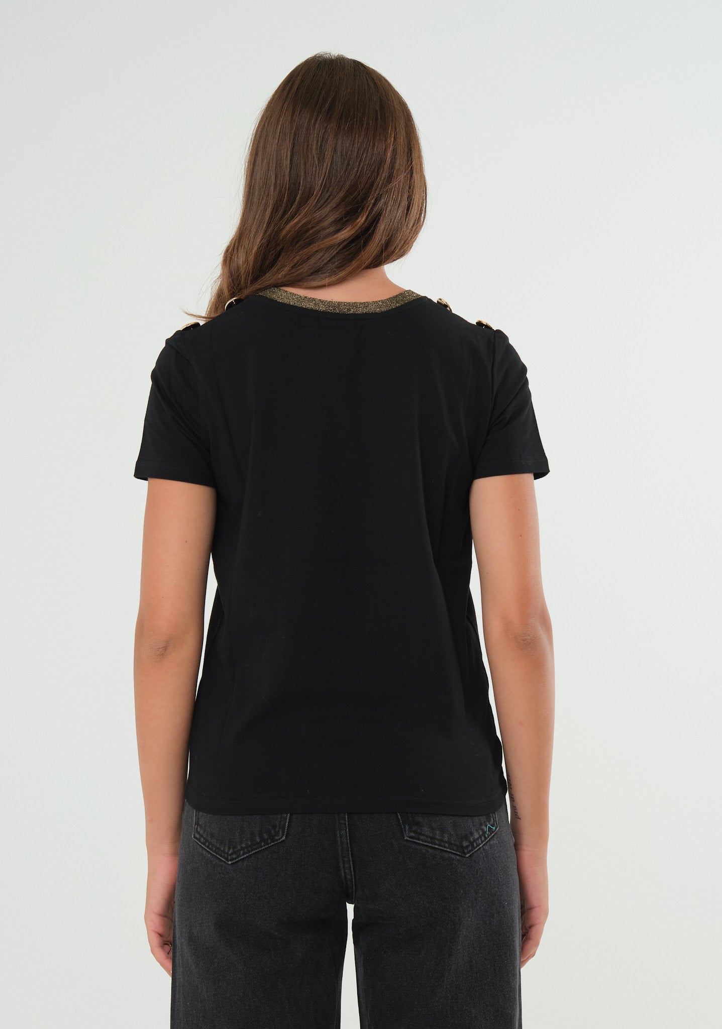 T-shirt con profili lurex