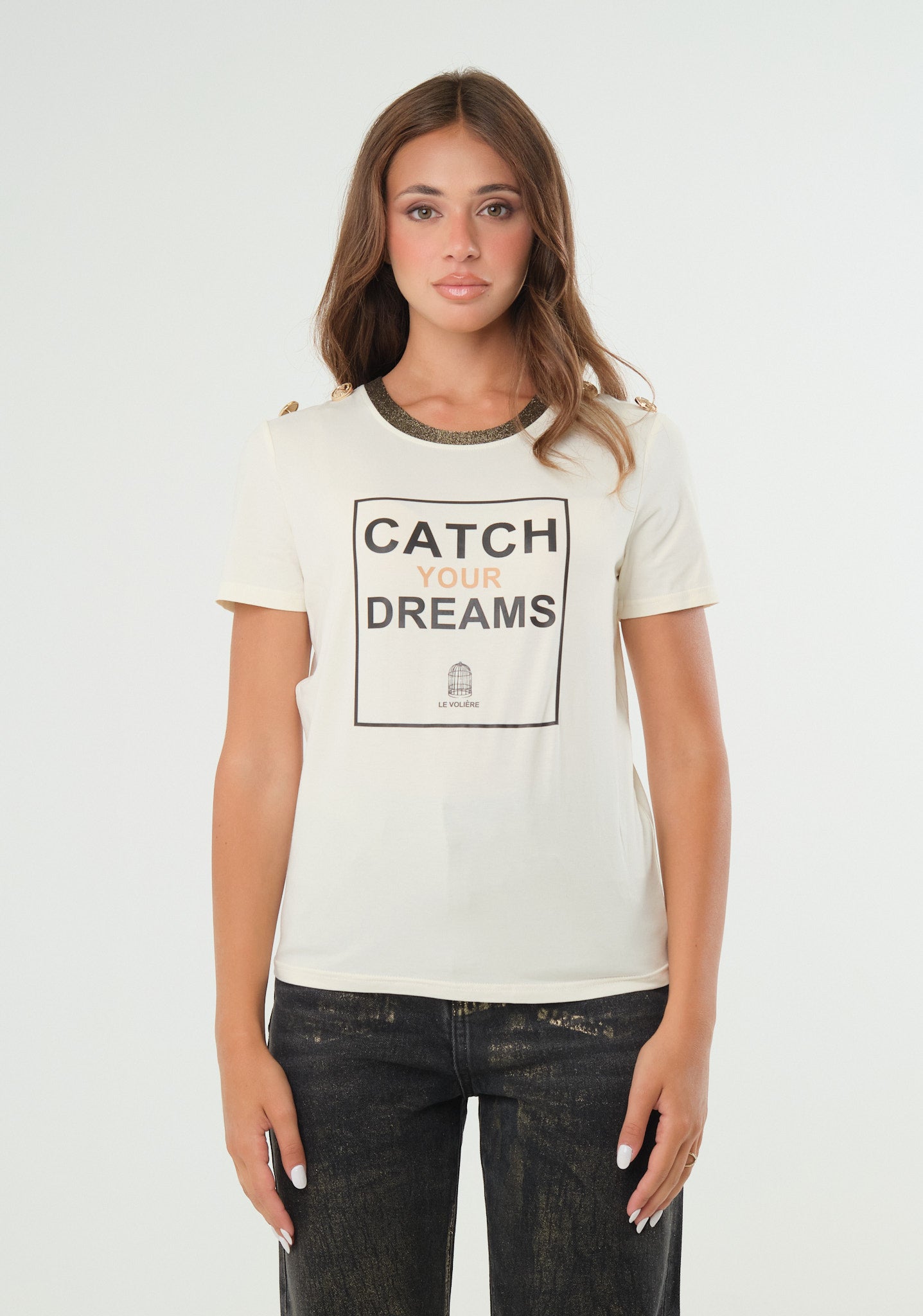 T-shirt con profili lurex