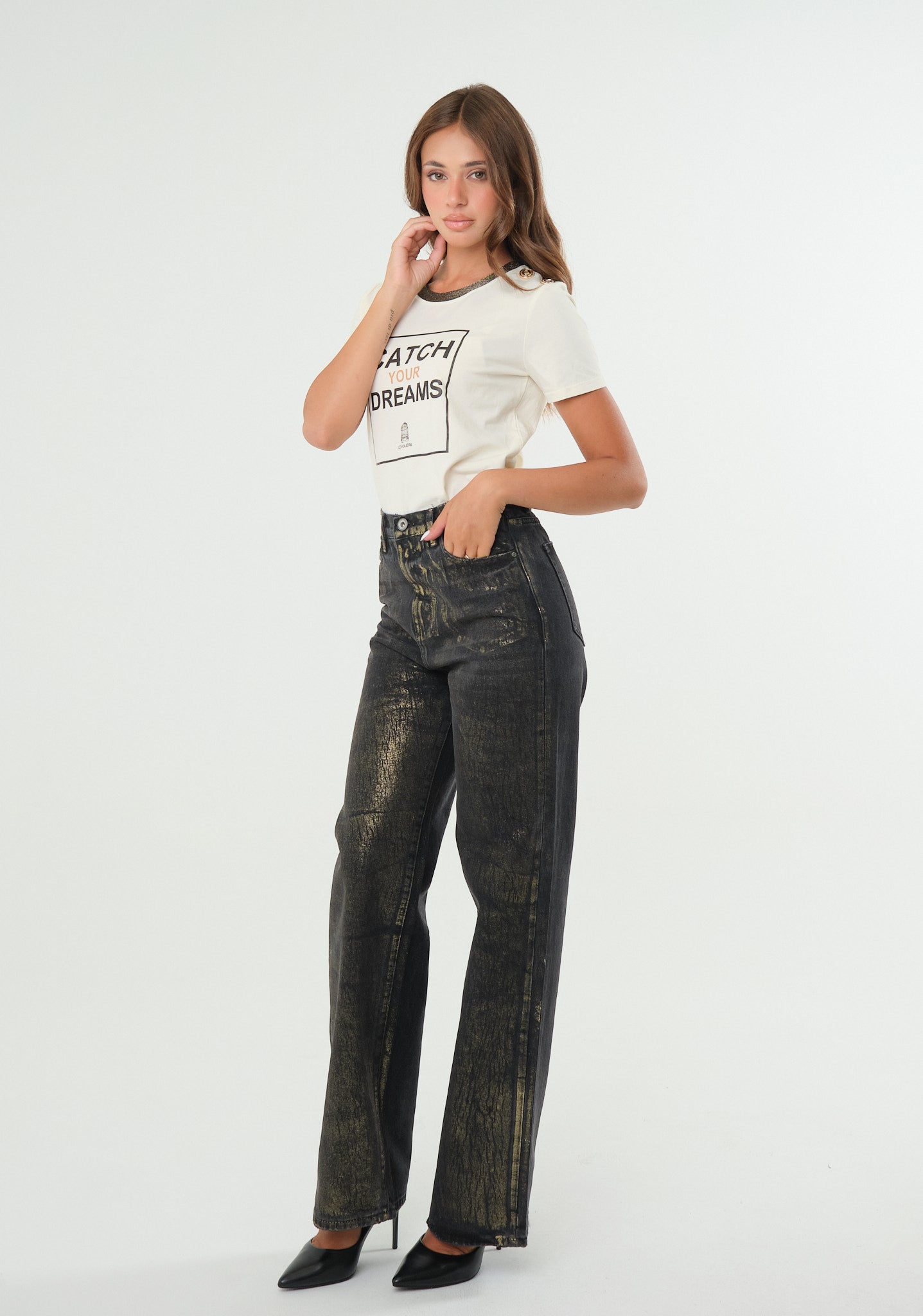 T-shirt con profili lurex