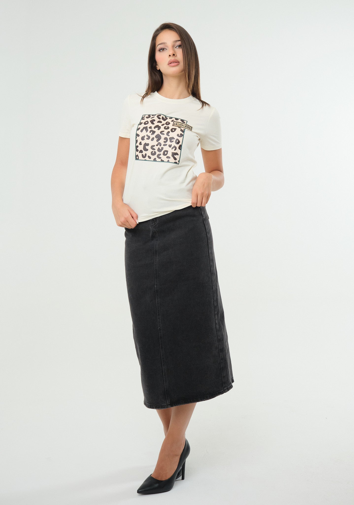 T-shirt con stampa animalier