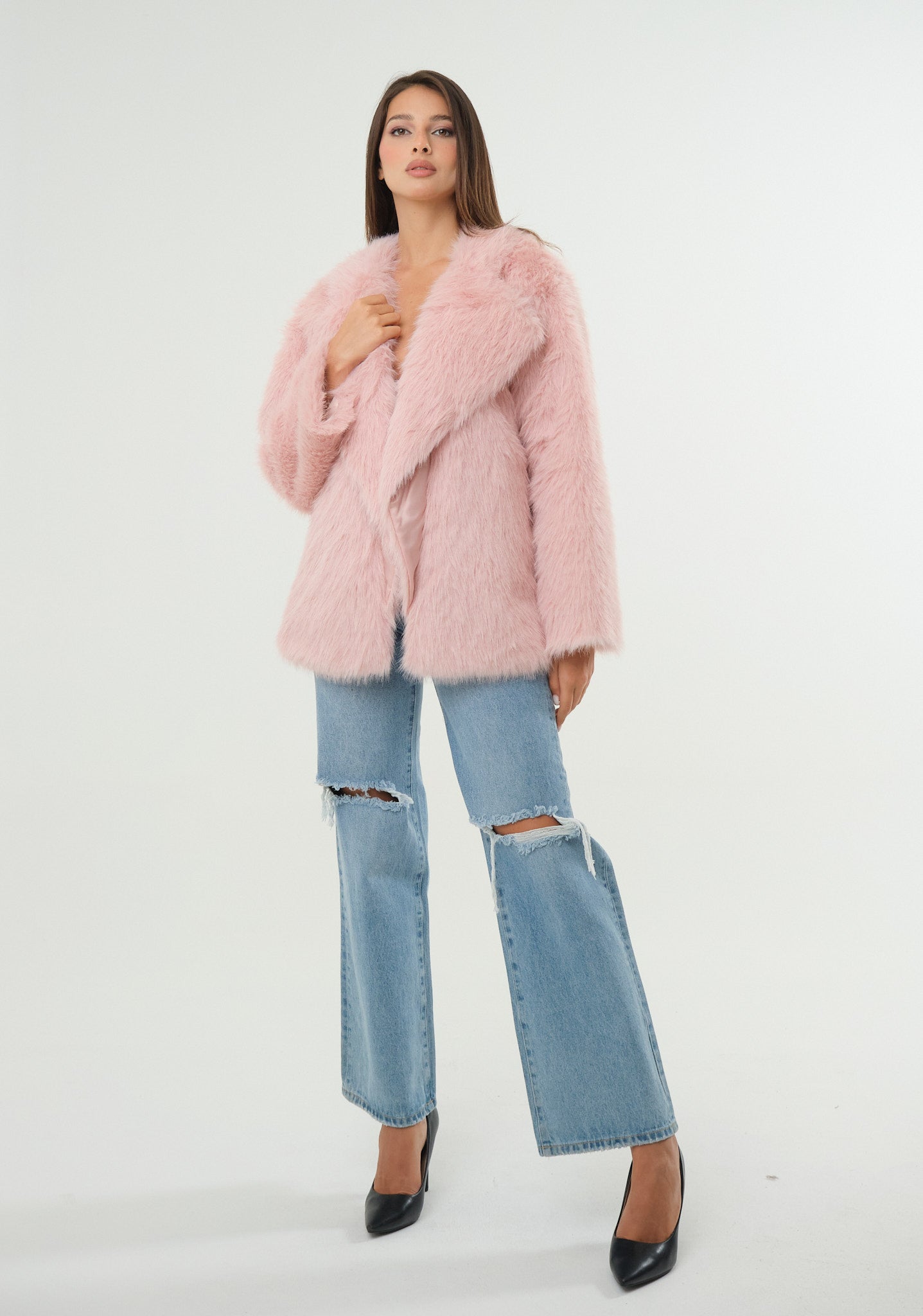 Pelliccia eco-fur a taglio ampio