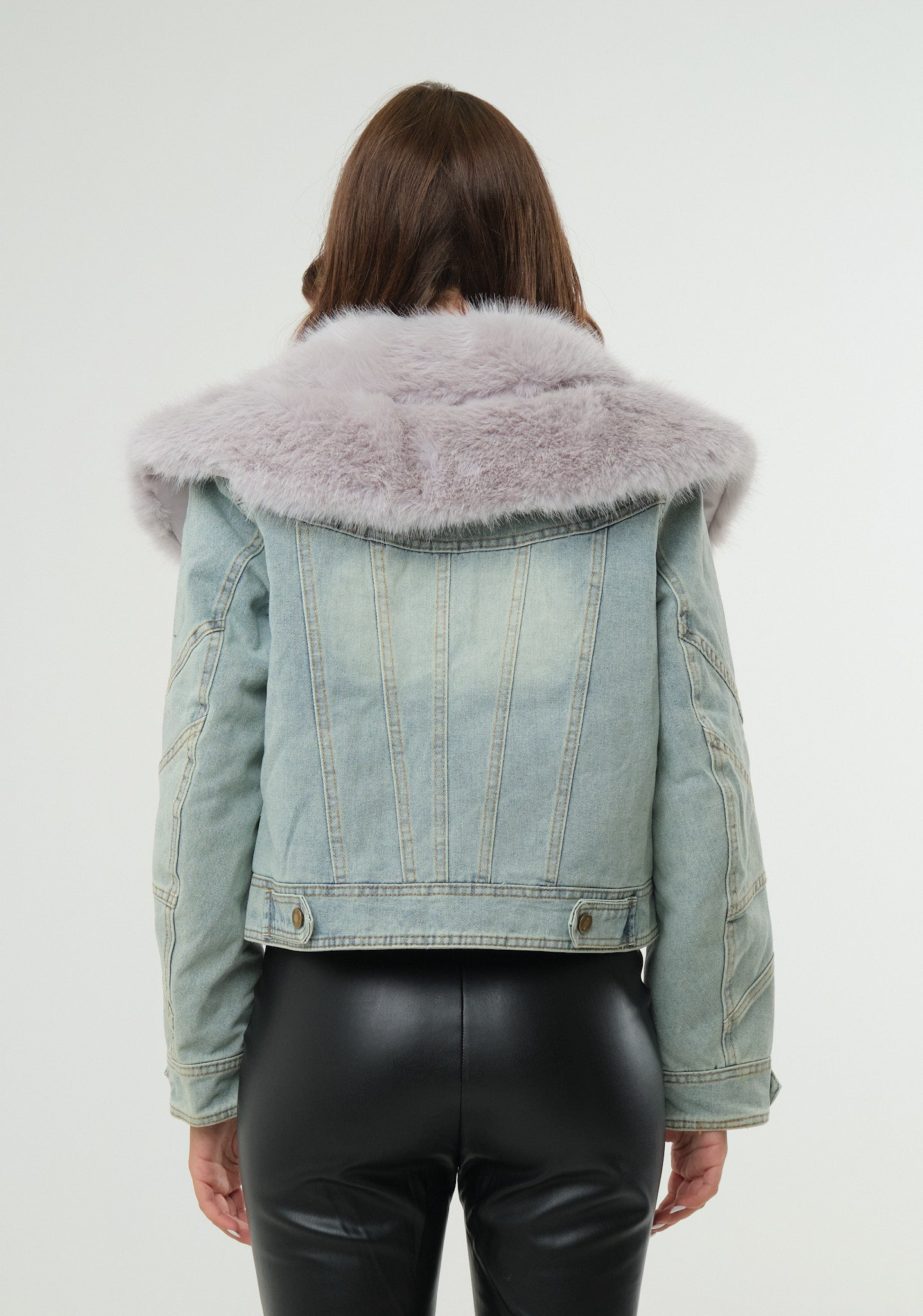 Giubbino denim con ecofur