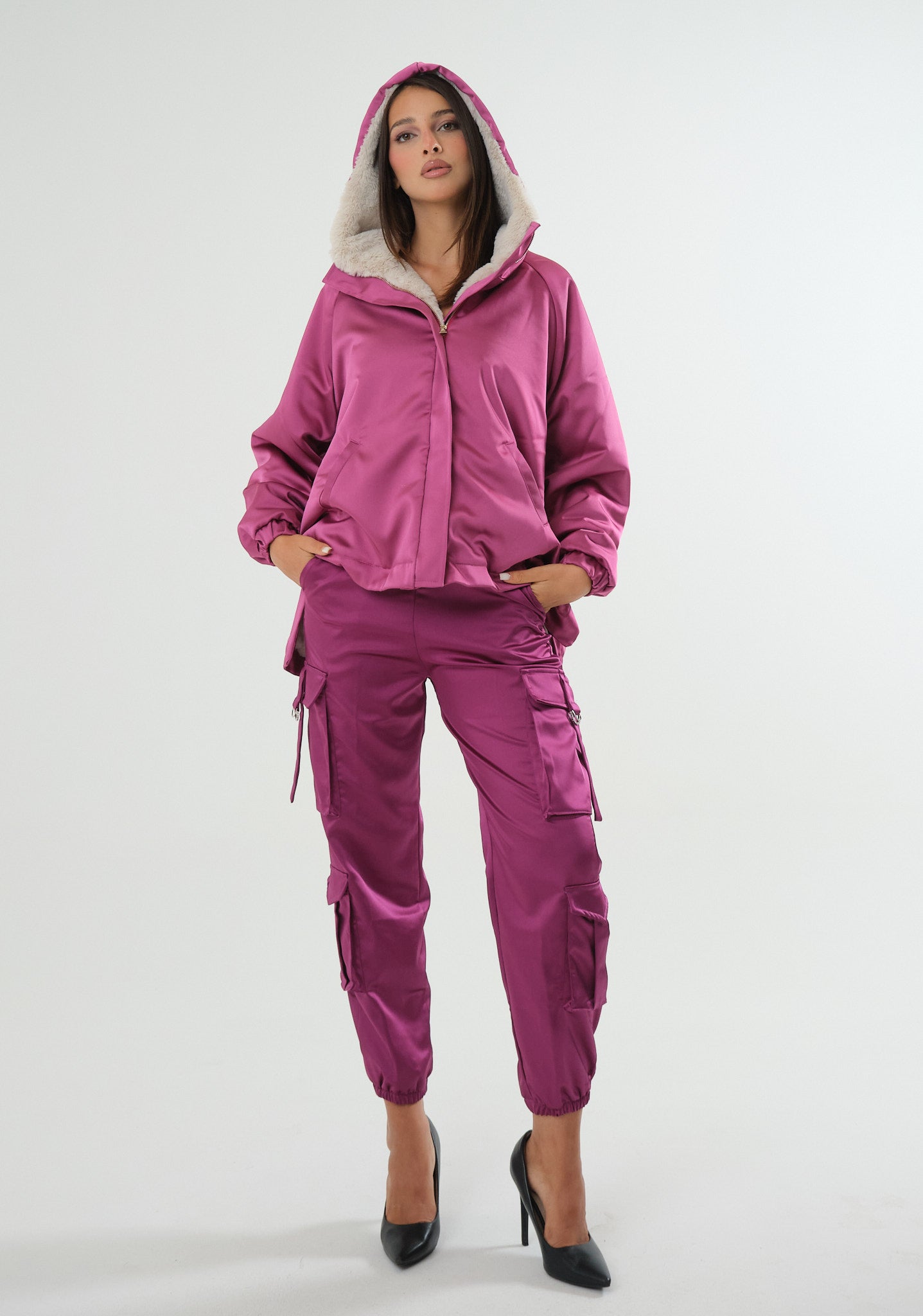 Giubbino parka in raso