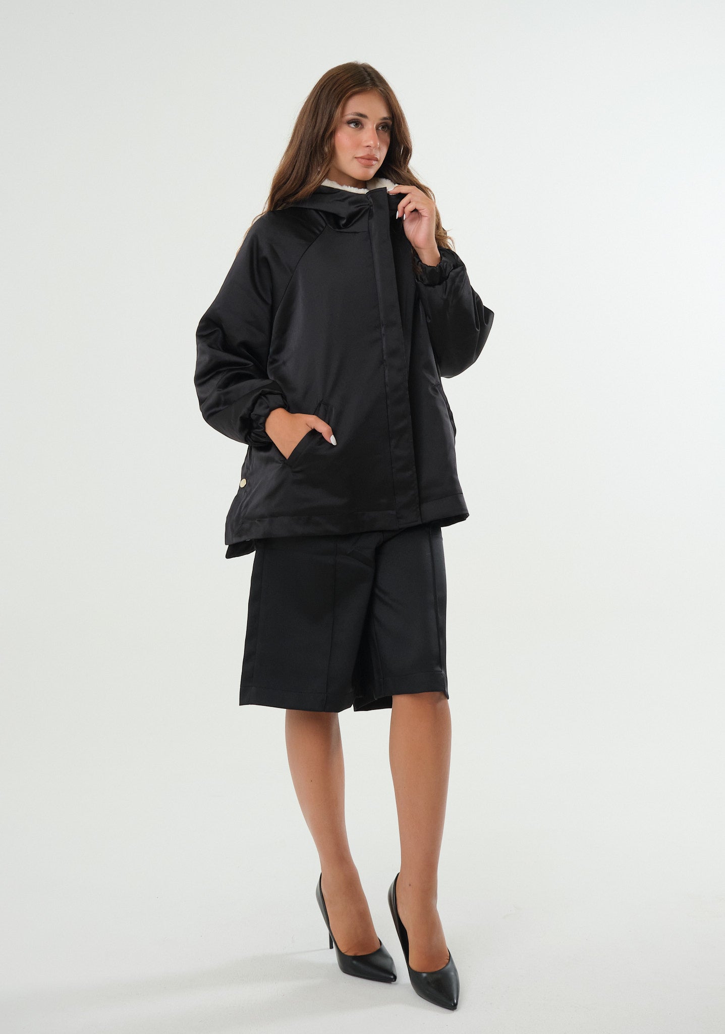 Giubbino parka in raso