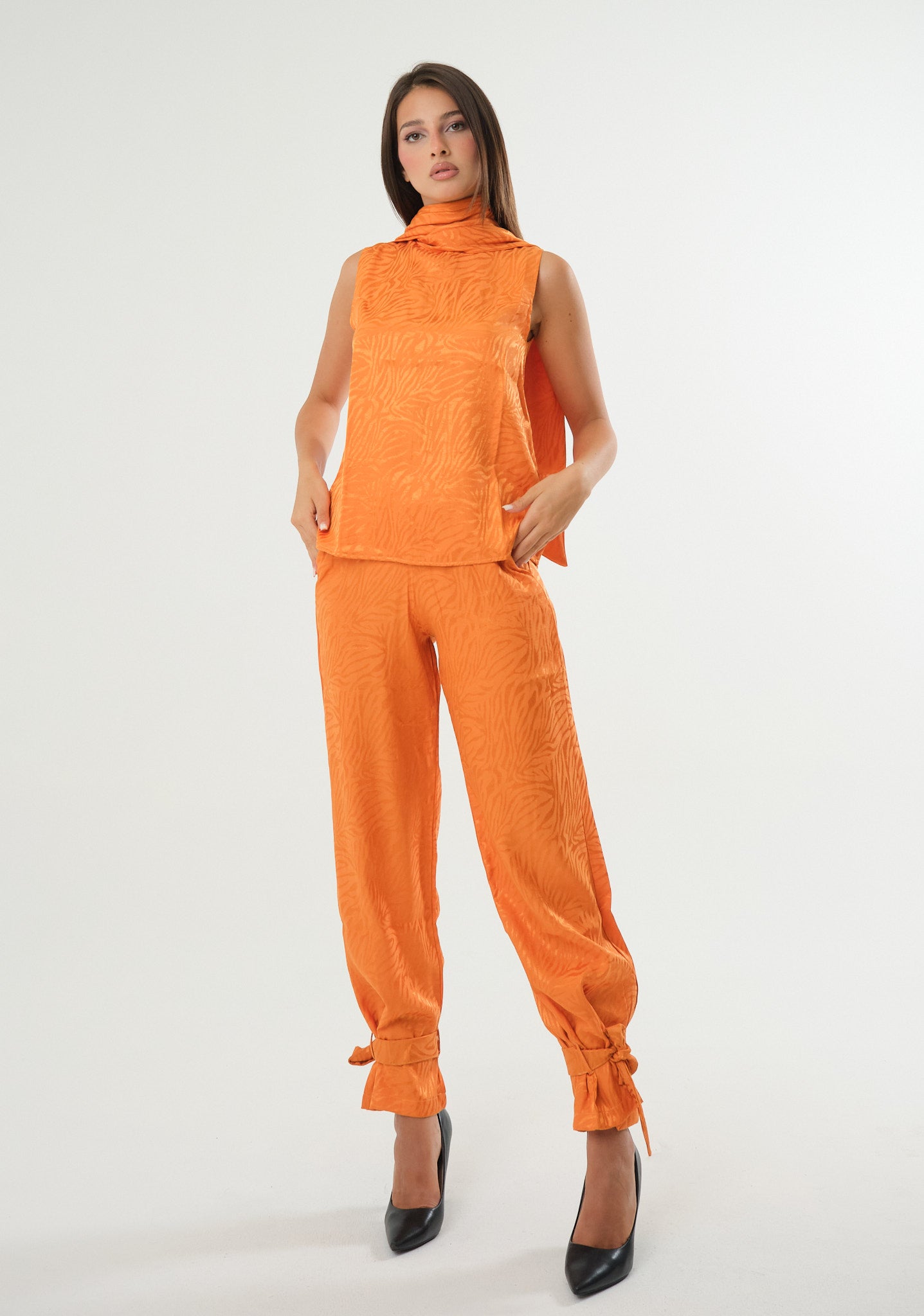 Pantalone in raso jacquard