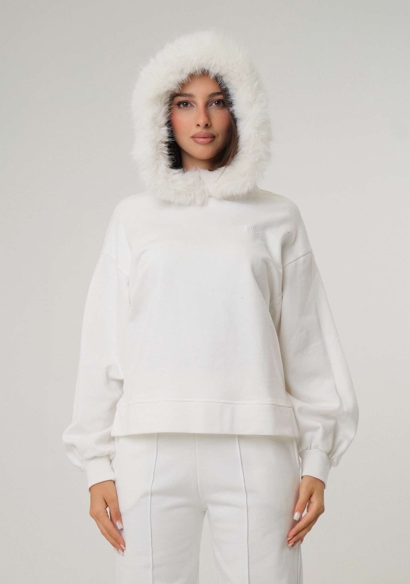 Felpa con cappuccio in ecofur