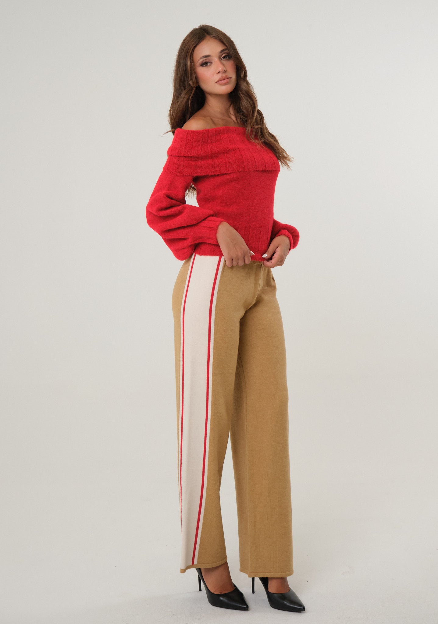 Pantaloni in maglia con banda laterale