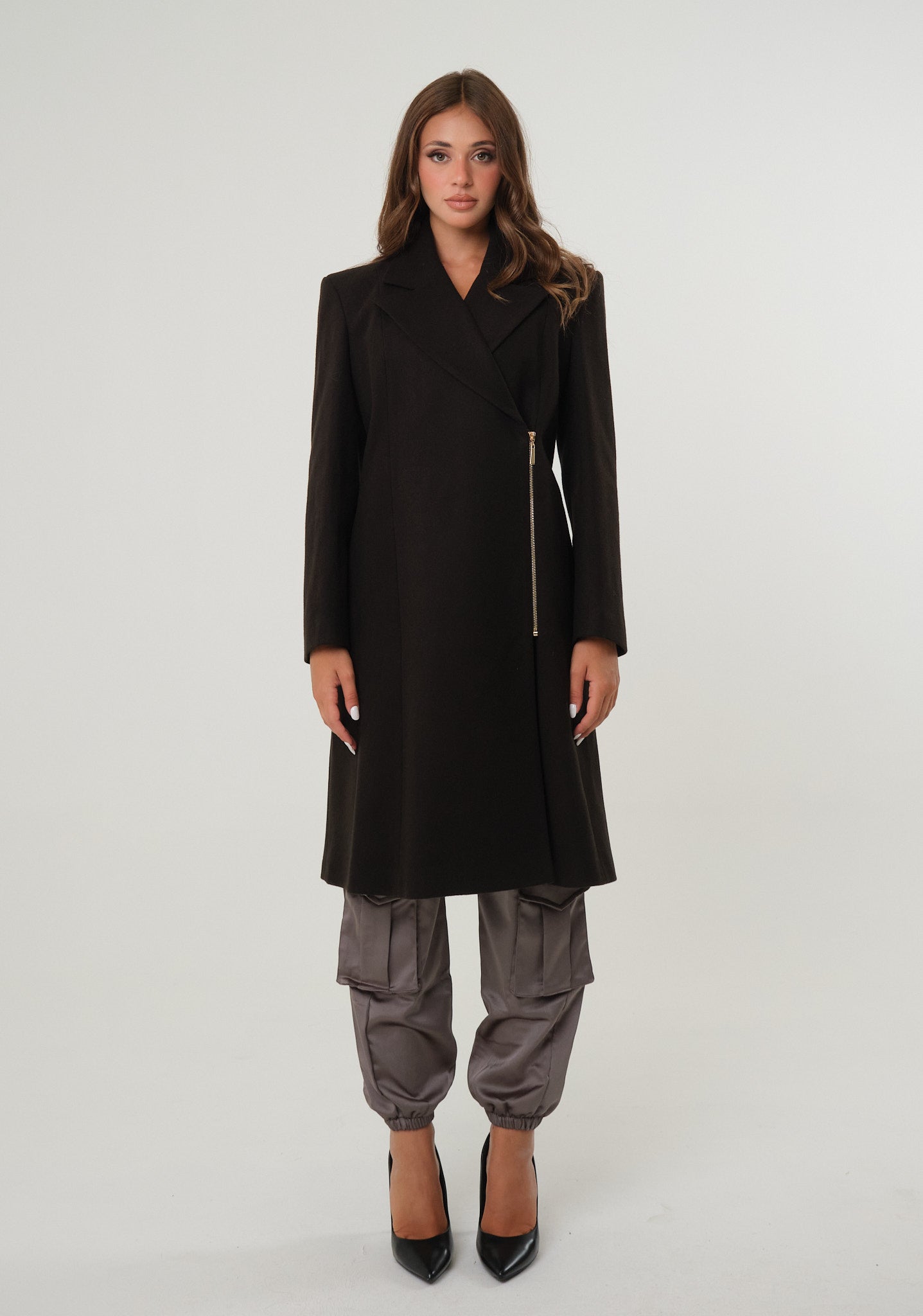 Cappotto in panno con zip