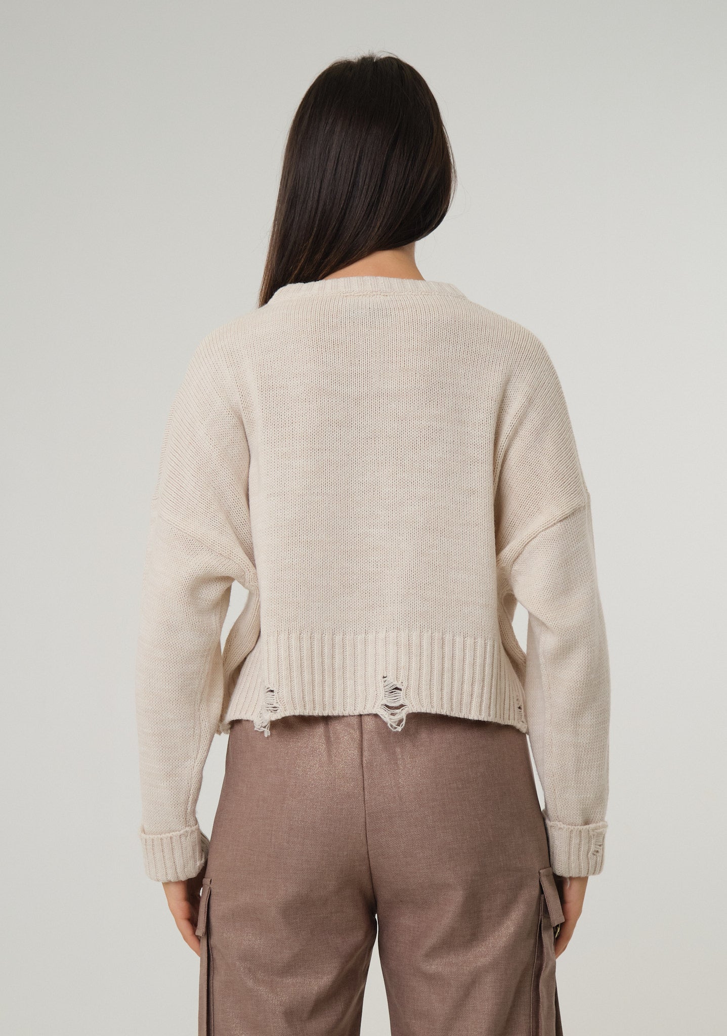 Maglia crop con placcatura metal