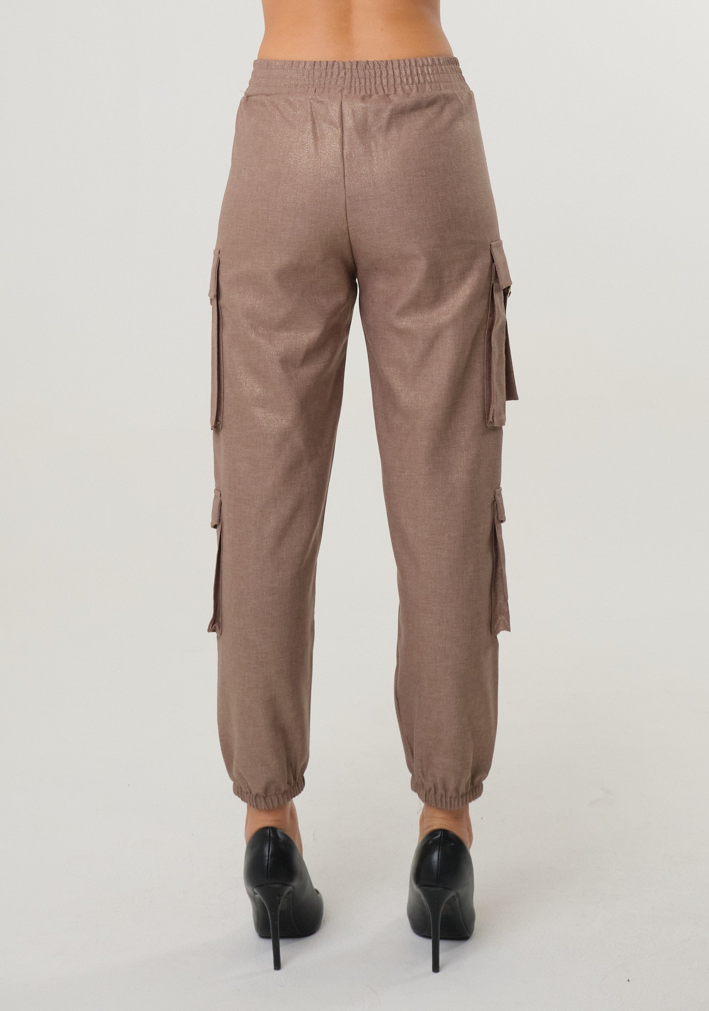 Pantalone cargo con placcatura oro