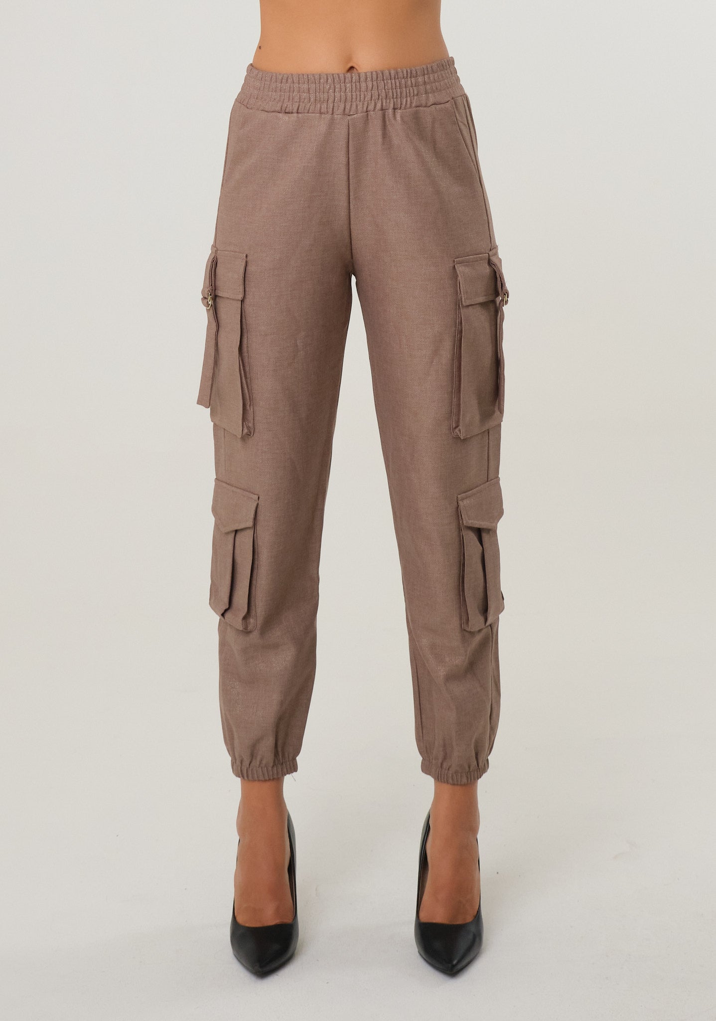 Pantalone cargo con placcatura oro