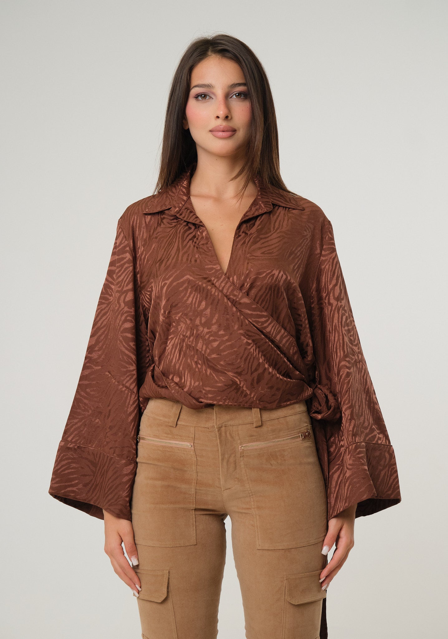 Camicia in raso jacquard