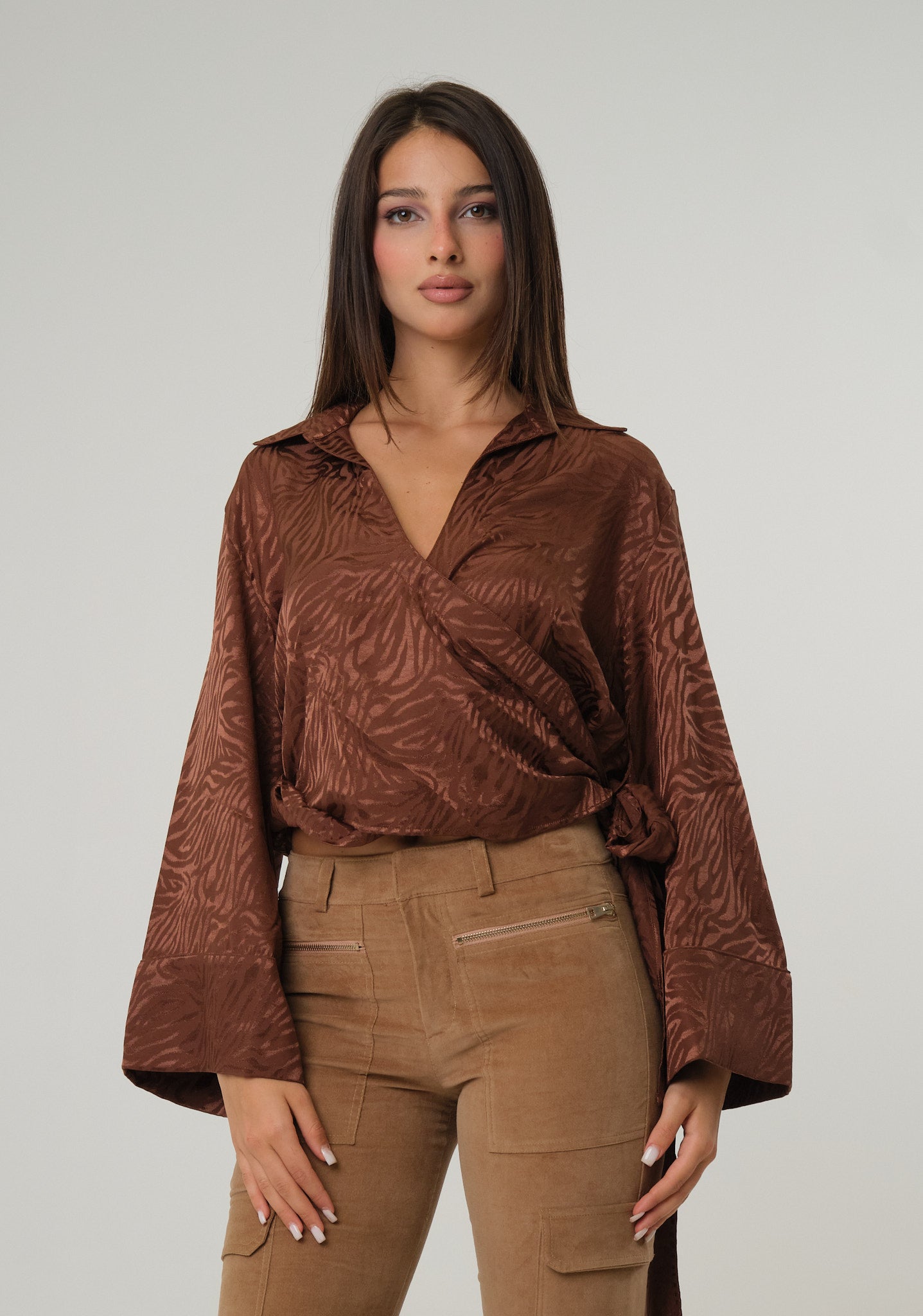 Camicia in raso jacquard