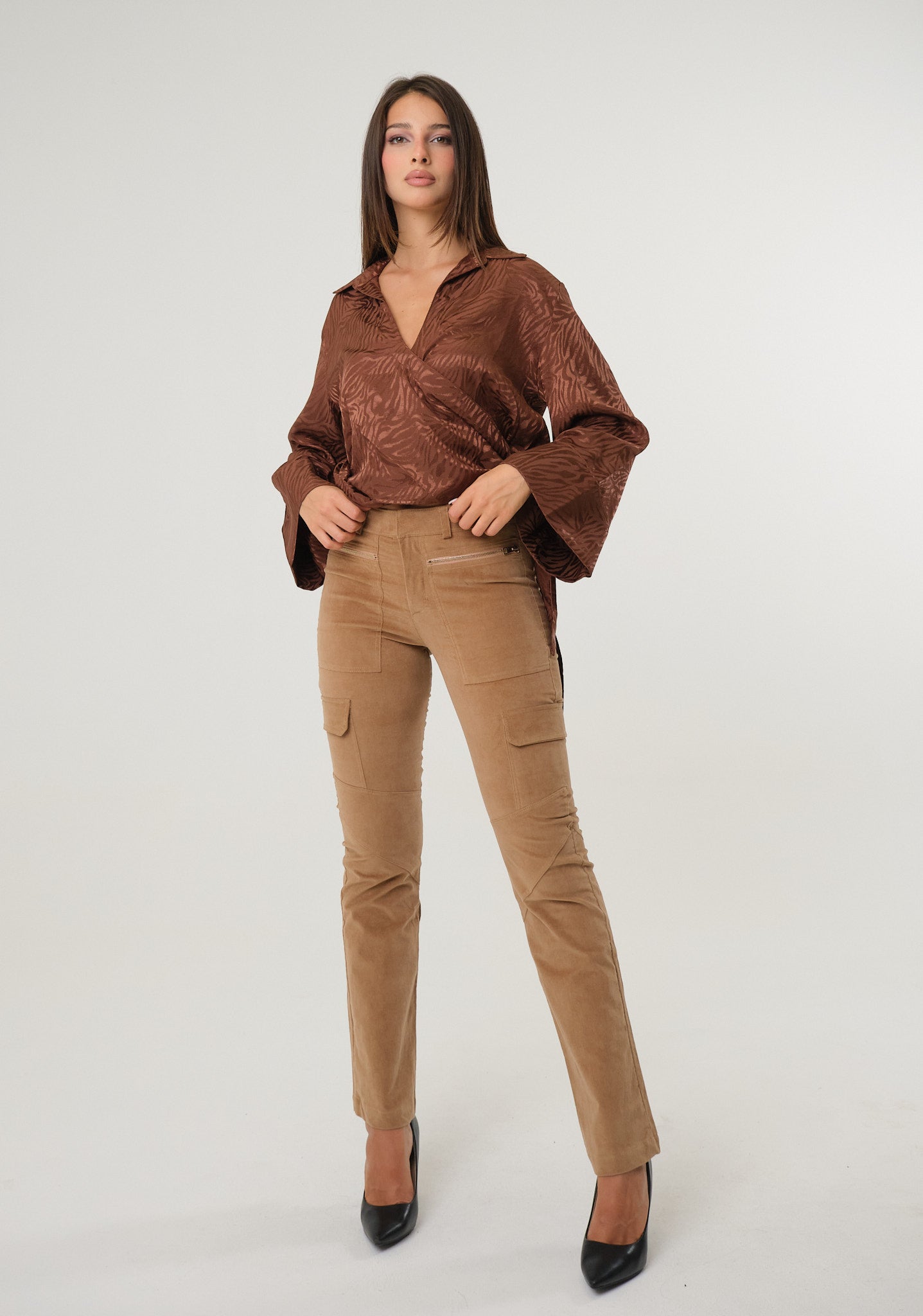 Camicia in raso jacquard