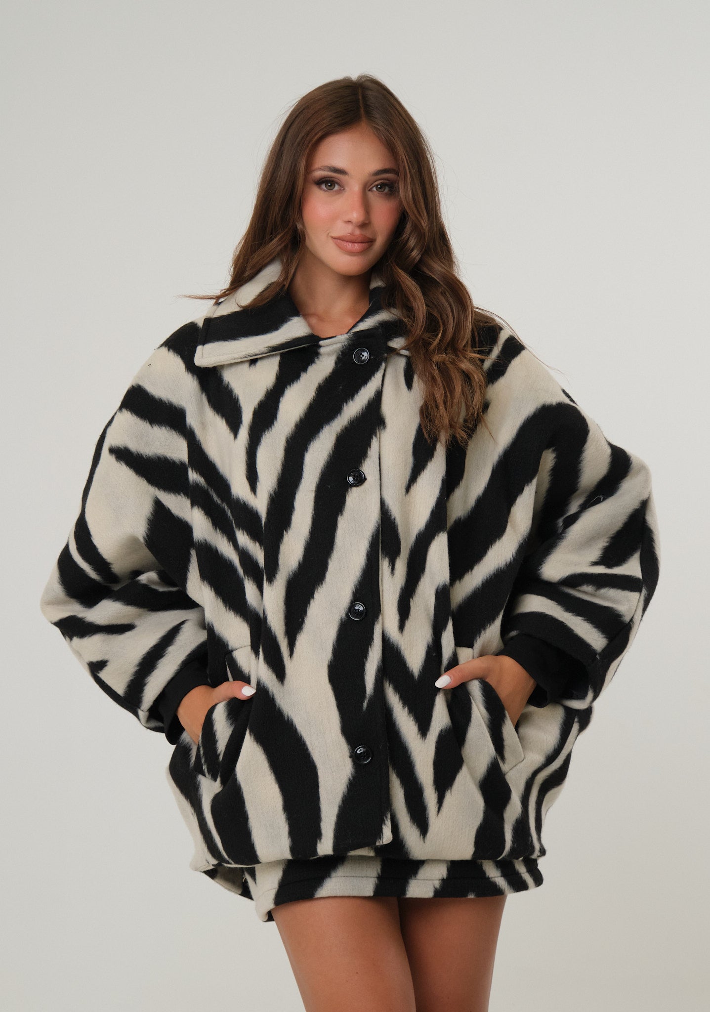 Cappotto a kimono zebrato