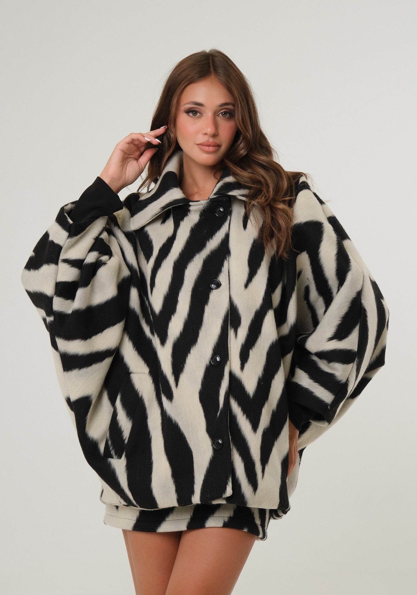 Cappotto a kimono zebrato