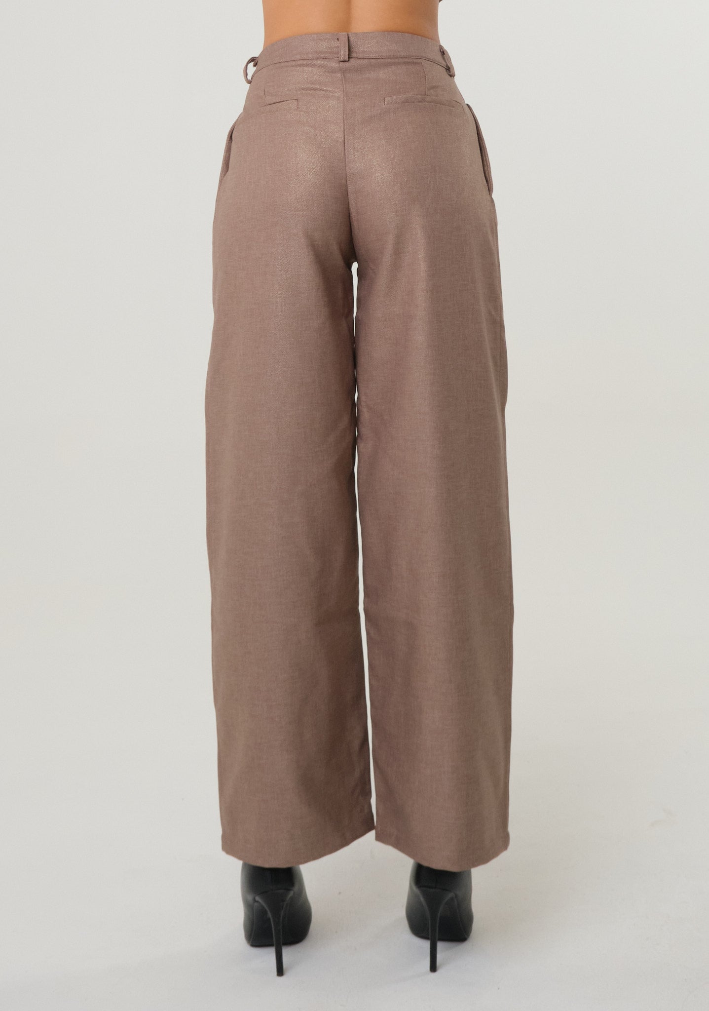 Pantaloni palazzo in tessuto placcato
