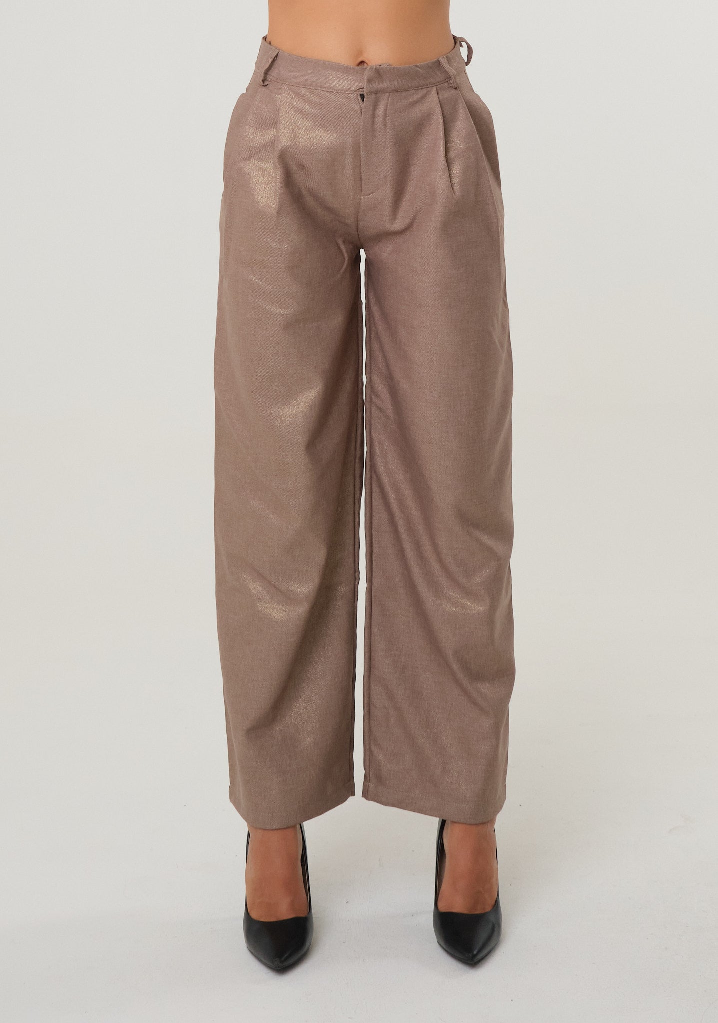 Pantaloni palazzo in tessuto placcato