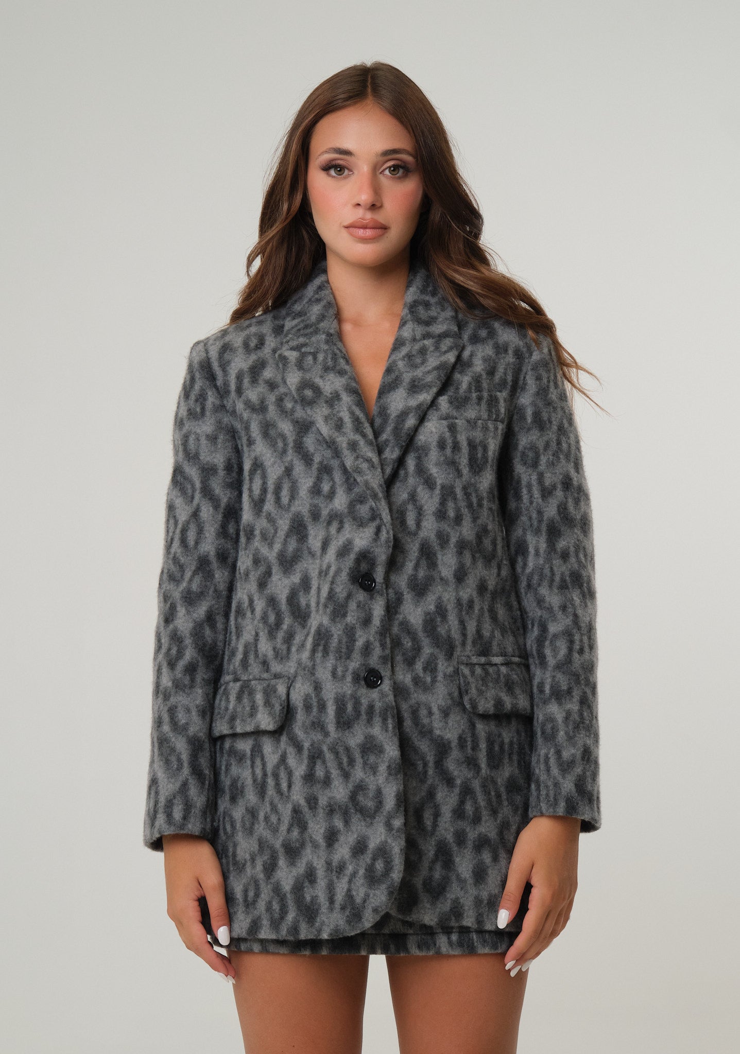 Giacca in panno animalier