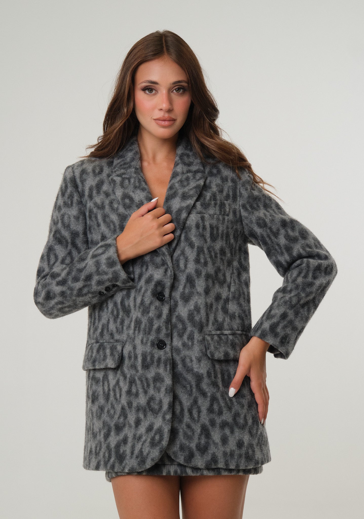 Giacca in panno animalier