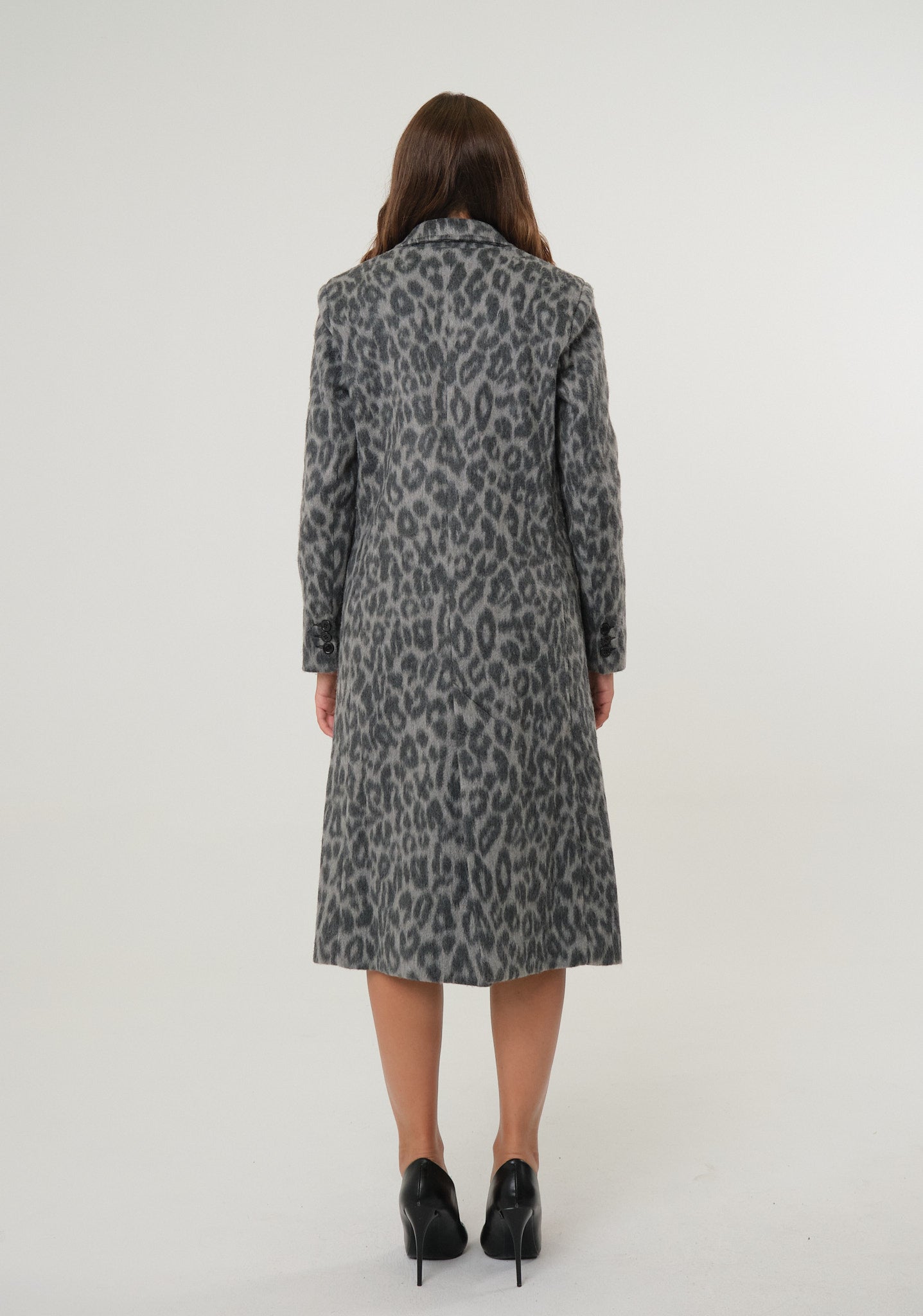Cappotto lungo in panno animalier