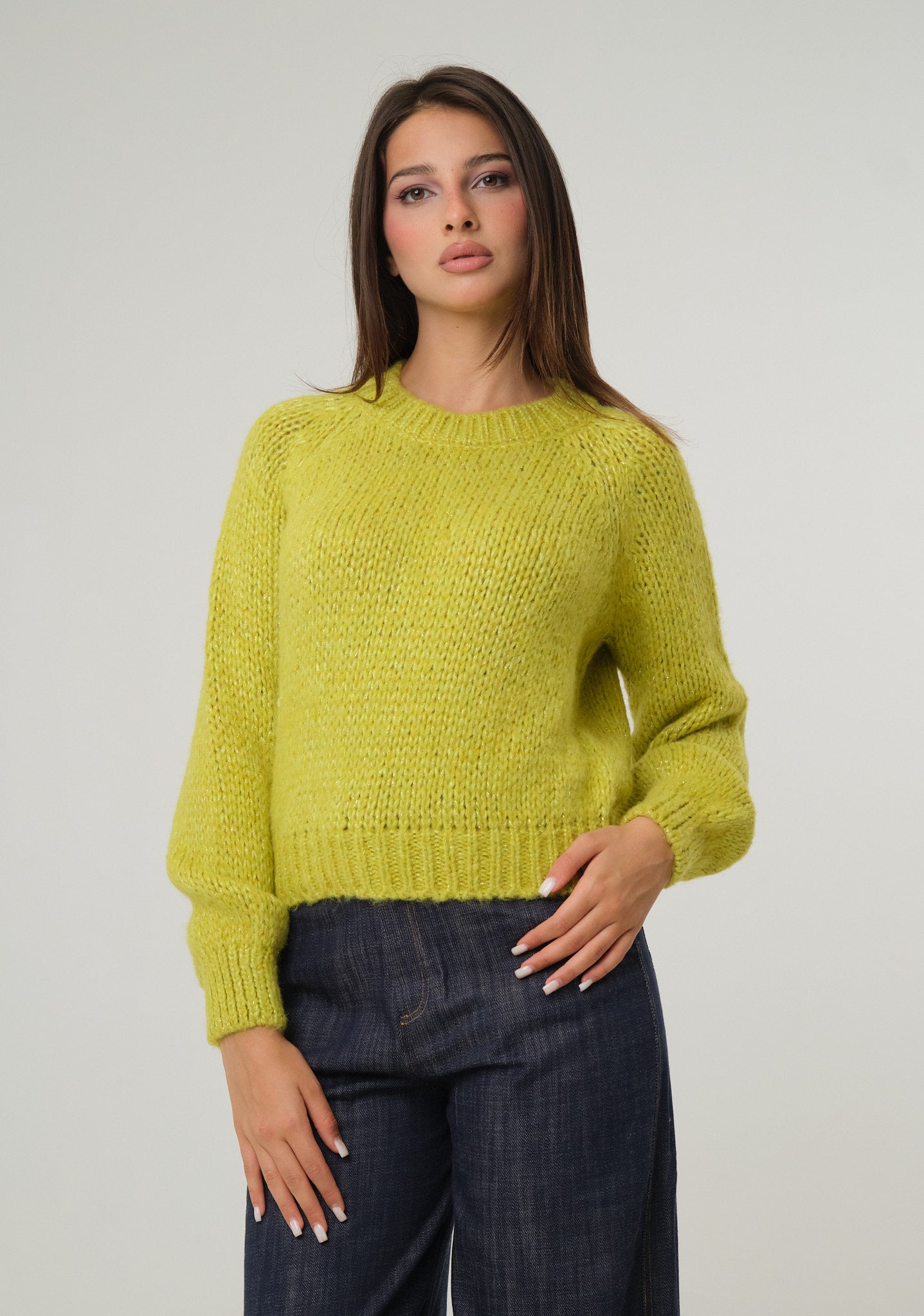 Maglione lavorato in lurex