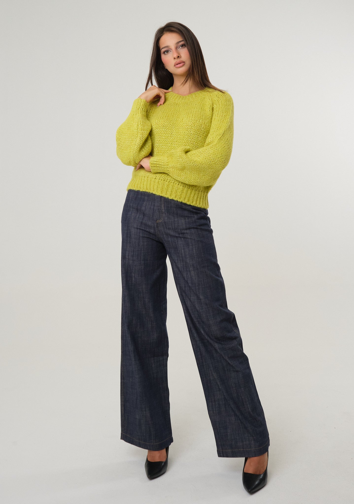 Maglione lavorato in lurex