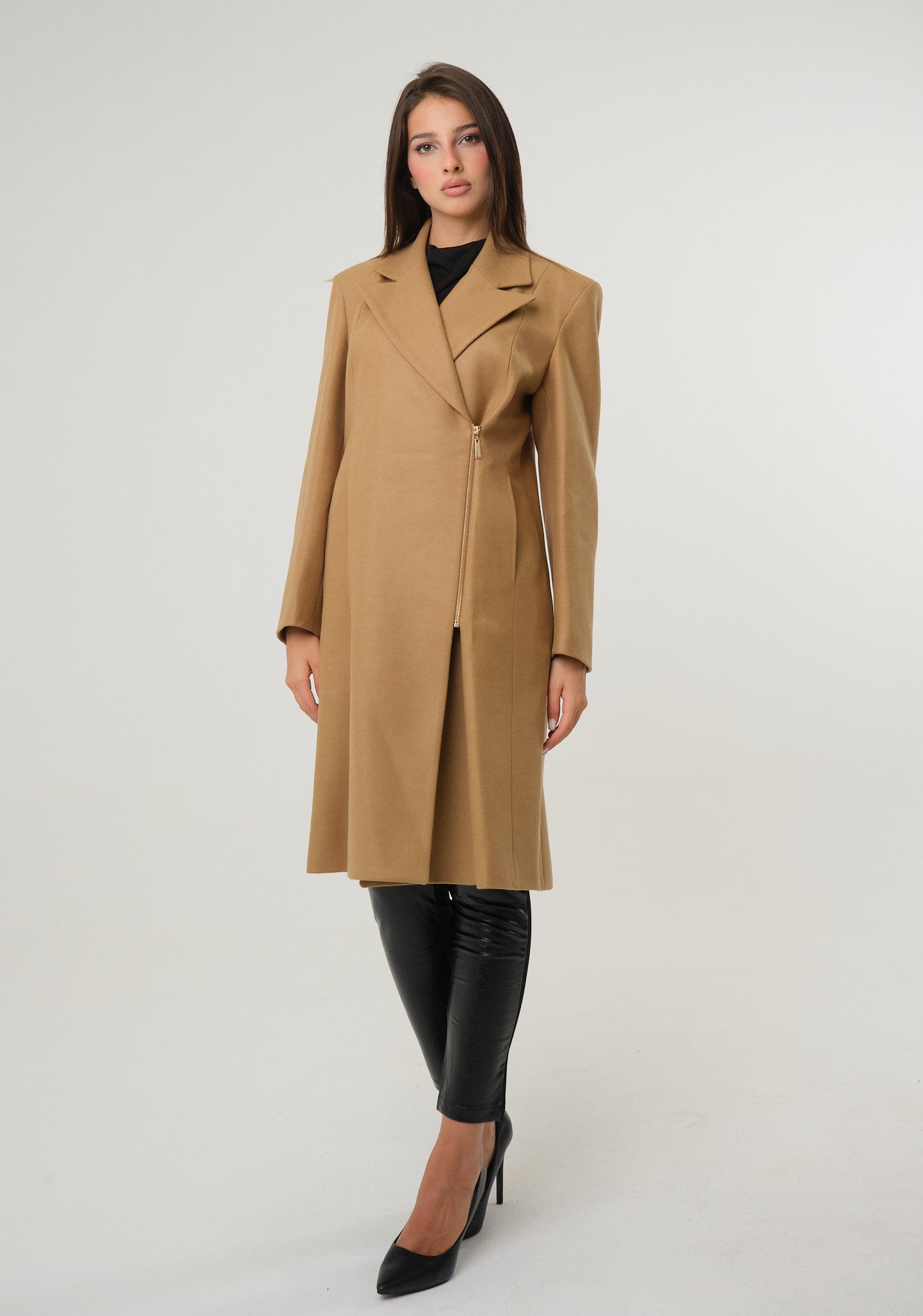 Cappotto in panno con zip