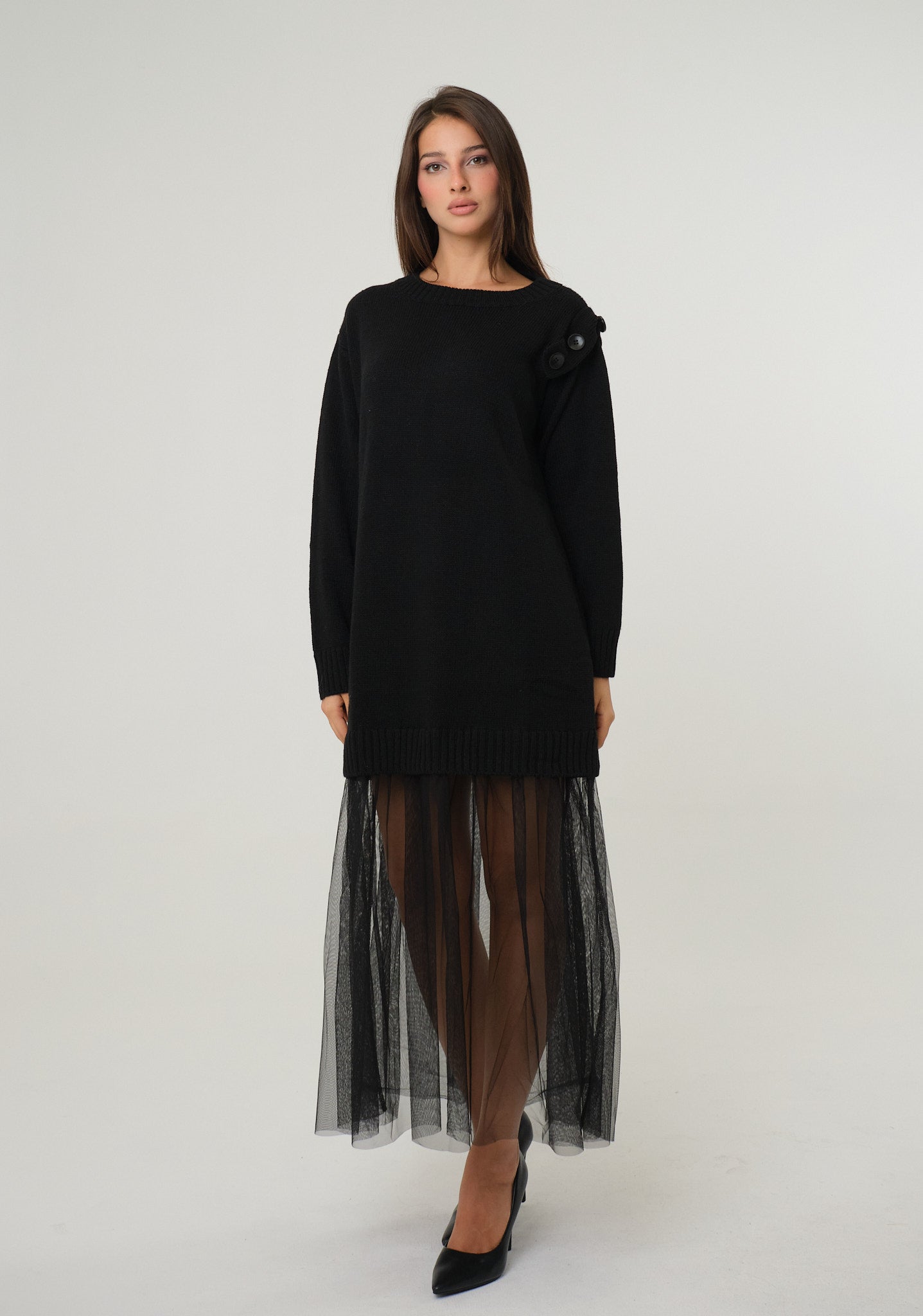 Abito con fondo in tulle